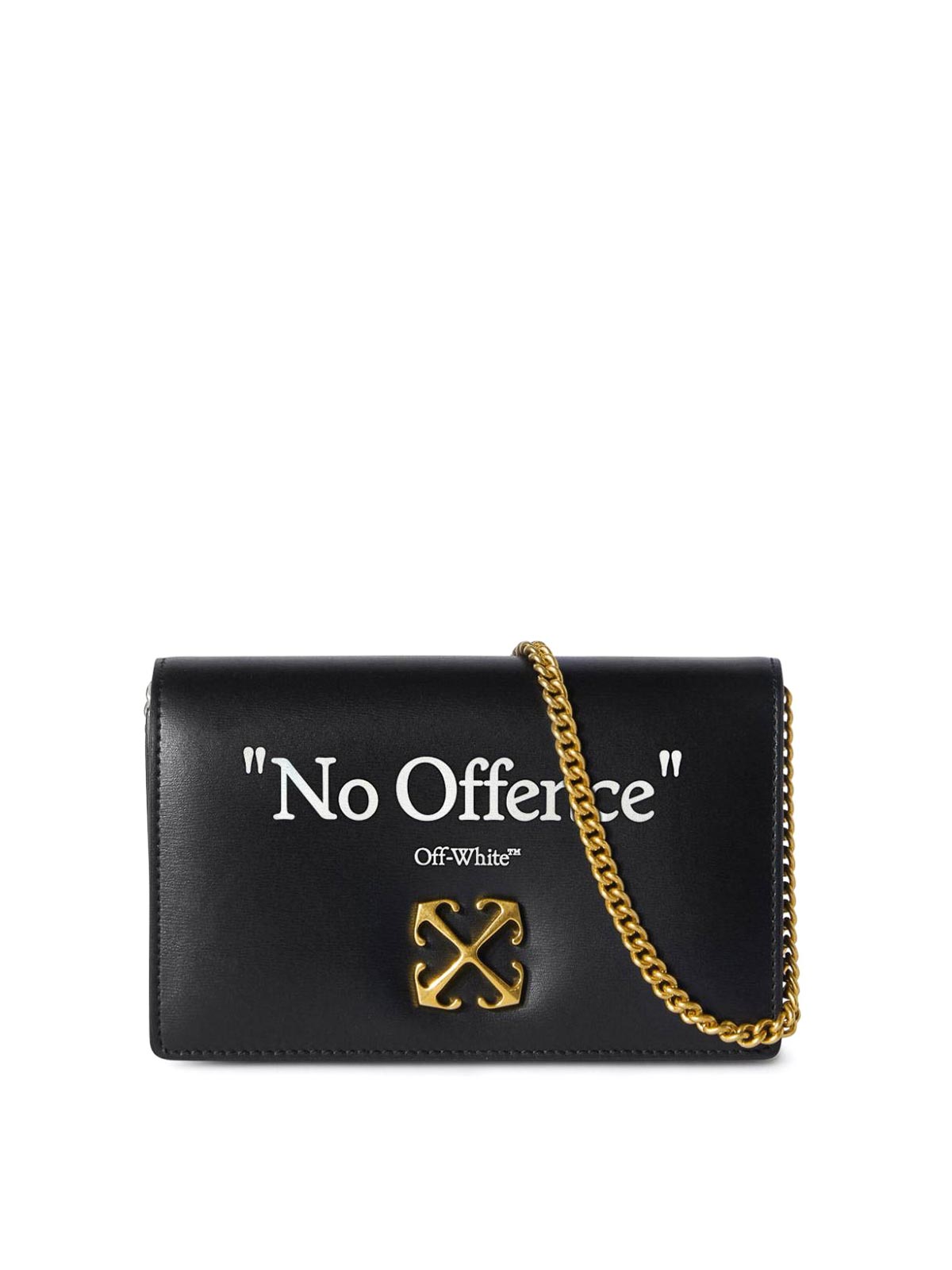 OFF-WHITE: Quote Jitney Off White leather bag with print - Black