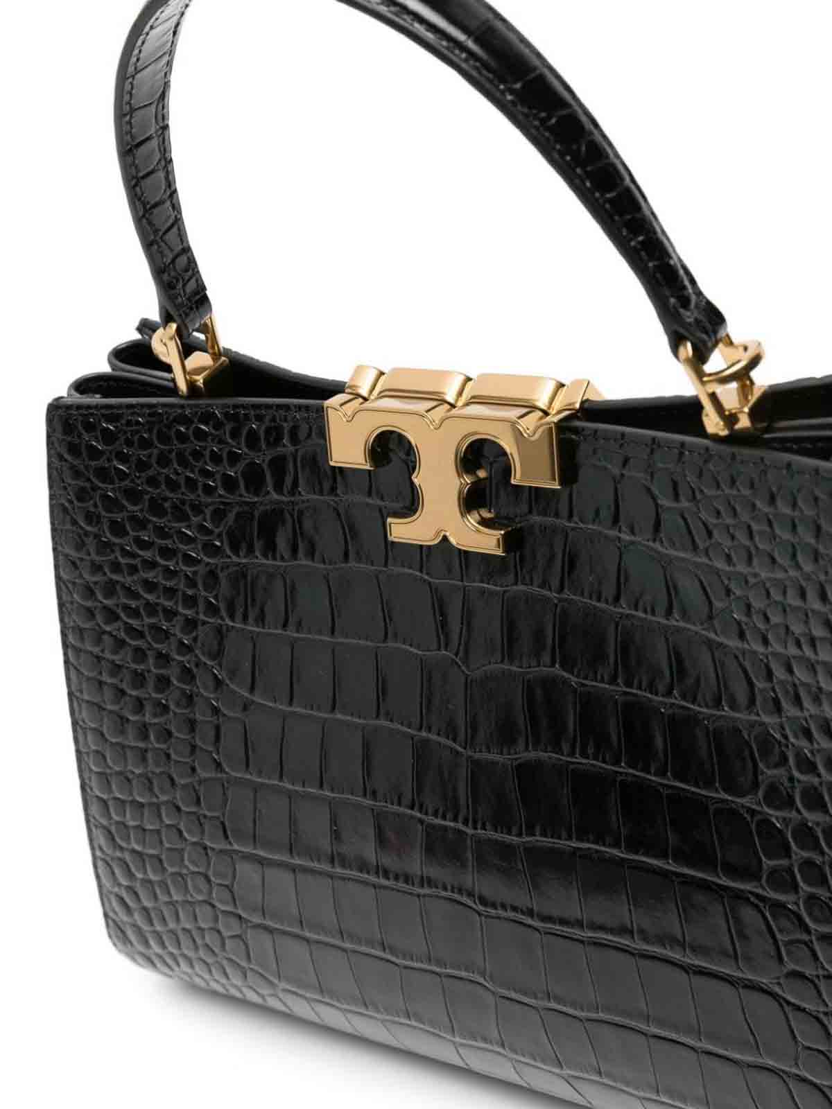 Tory Burch Women's Eleanor Embossed Small Convertible Shoulder Bag, Black,  One Size: Handbags