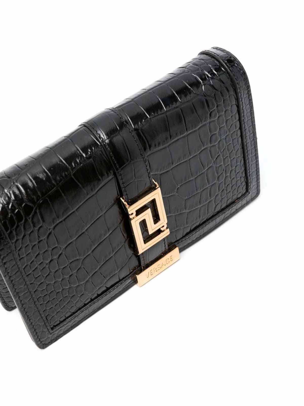 Versace Greca goddess leather wallet on chain