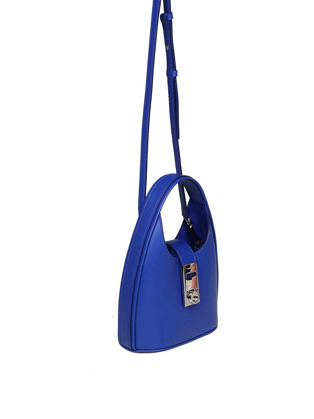 Ferragamo mini shoulder bag in lapis colored leather|213978LAPIS