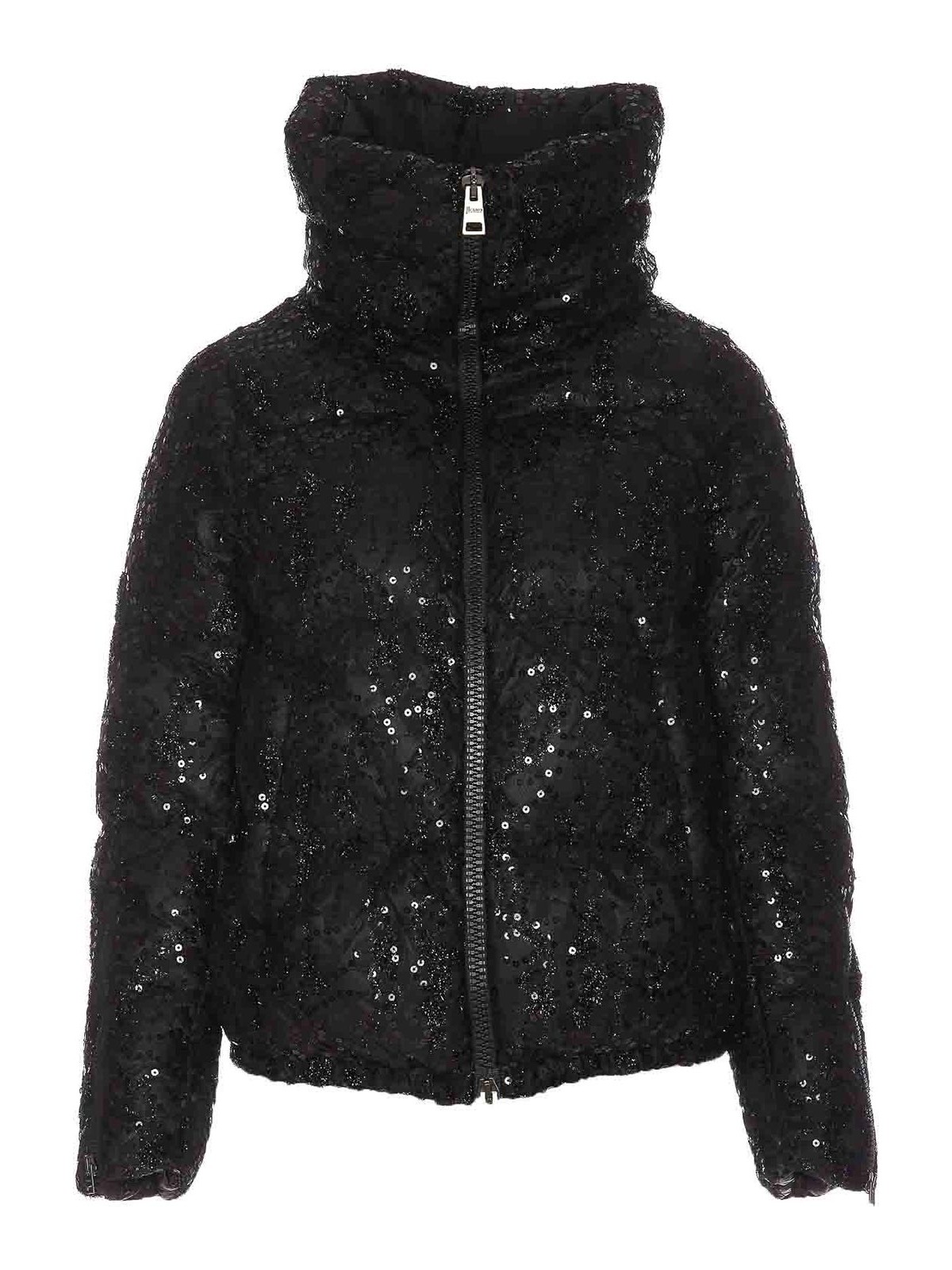 ジャケット HERNO Bomber jacket with sequins Herno Bomber sequins down jacket - Black | PI001808D125359300