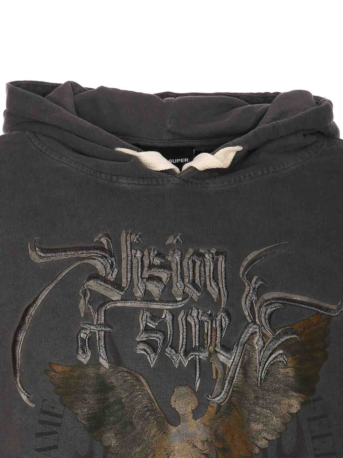 Shop Vision Of Super Hoodie With Rock Mather Graphic In Grey