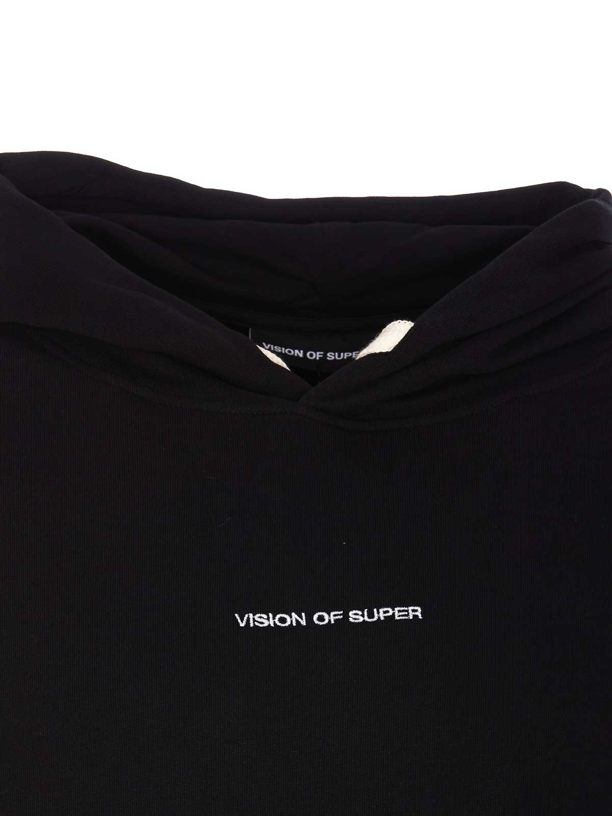 Shop Vision Of Super Black Flames Hoodie In Negro