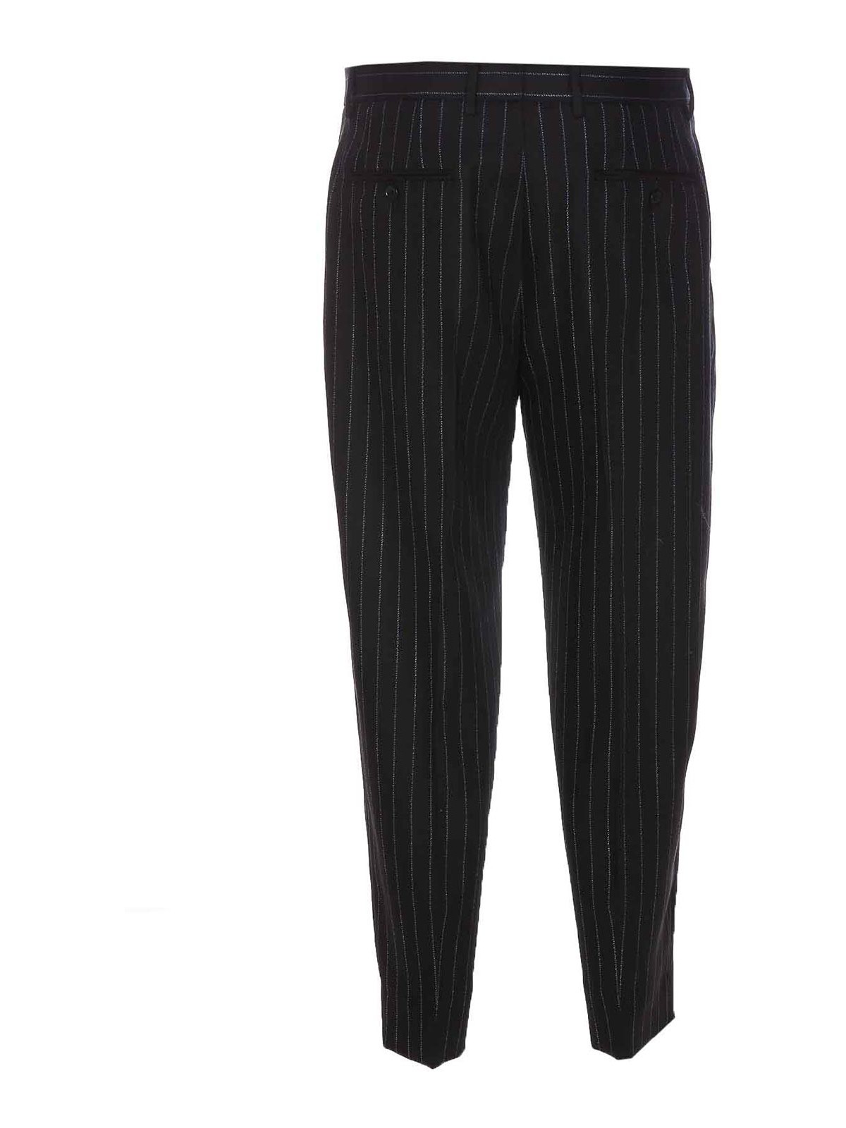 Shop Dolce & Gabbana Pinstriped Wool Pants In Black