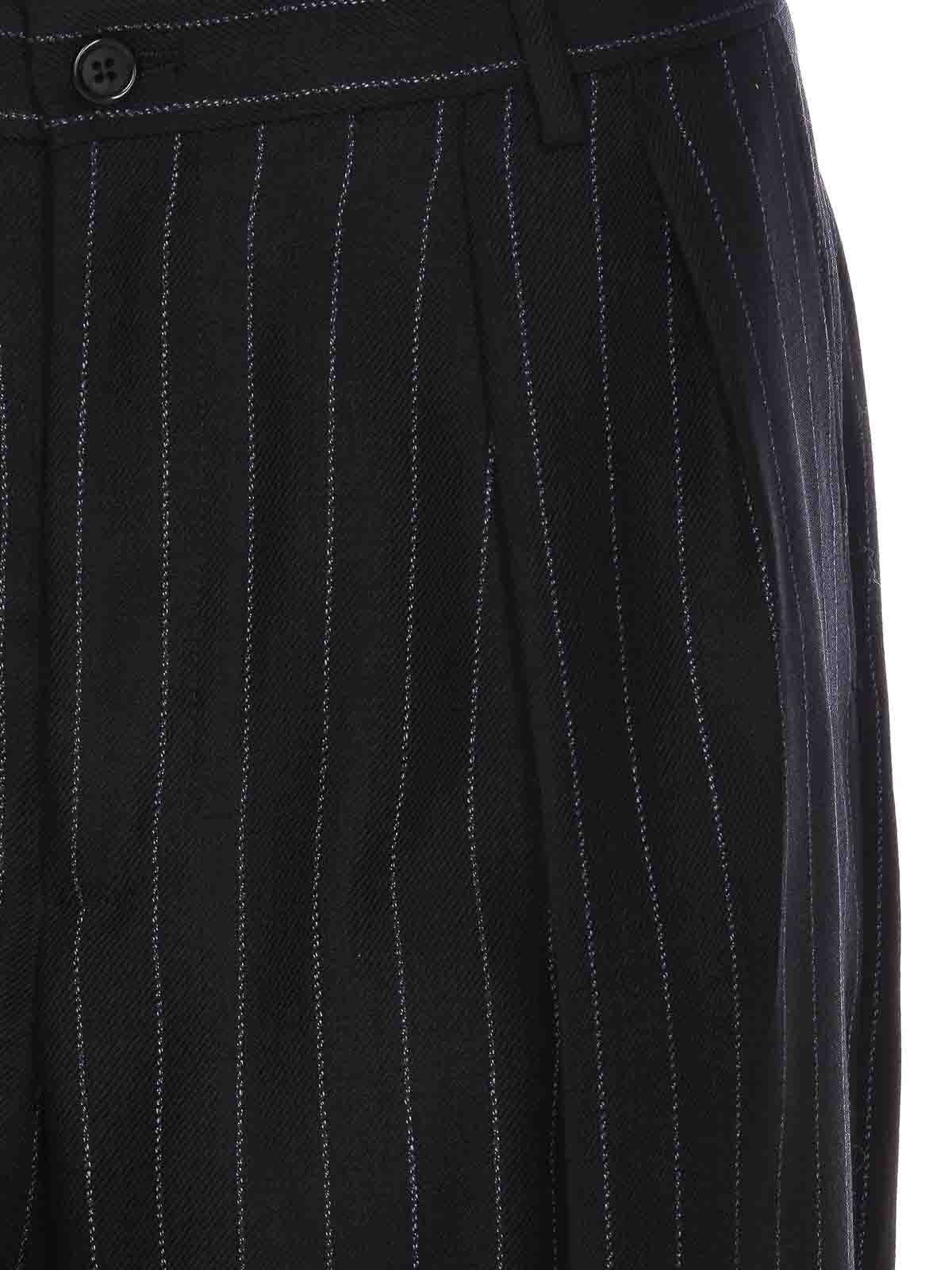 Shop Dolce & Gabbana Pinstriped Wool Pants In Black