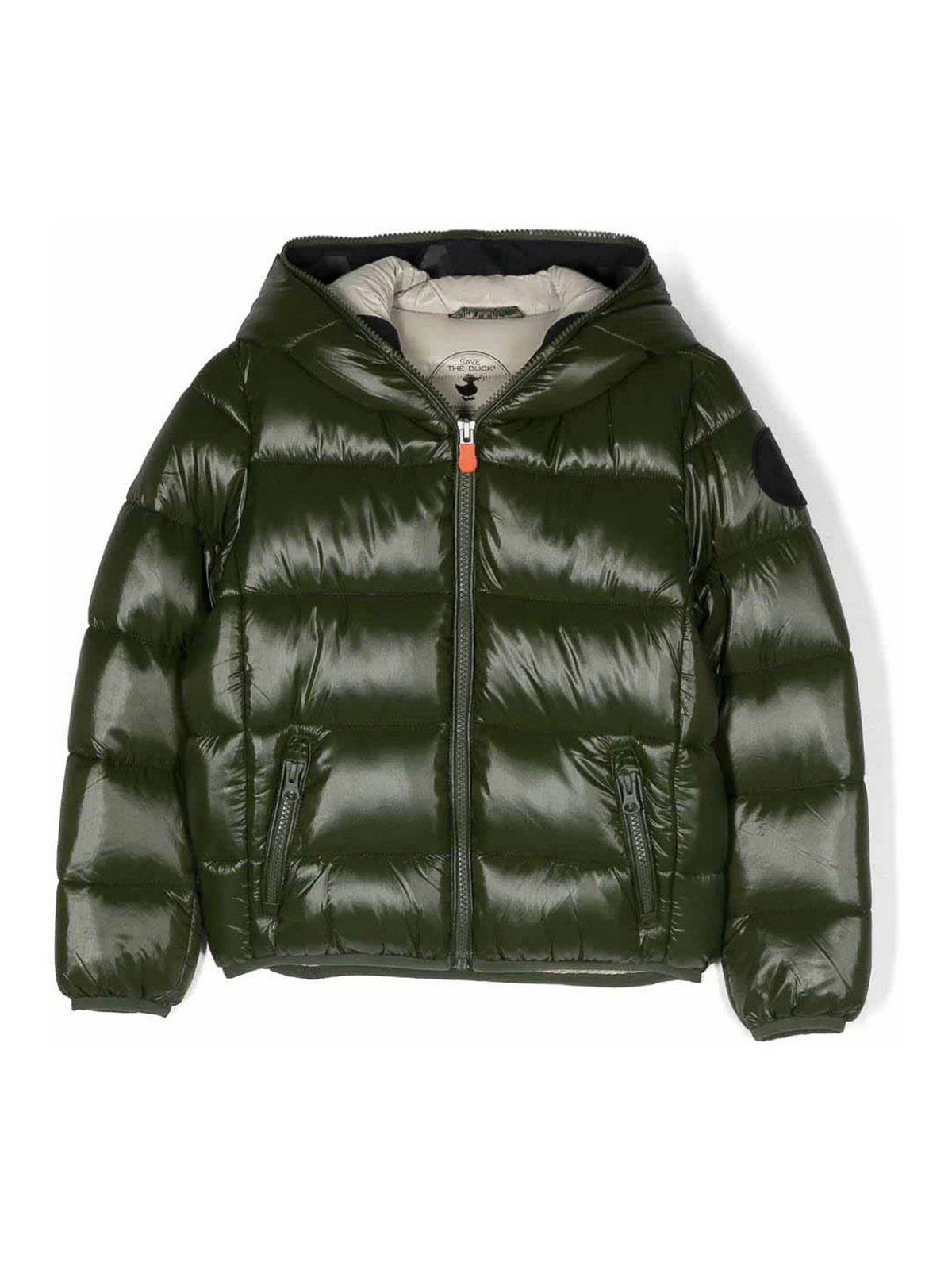 SAVE THE DUCK GREEN PADDED JACKET WITH HOOD