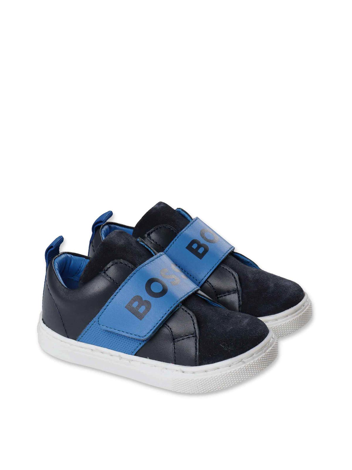 Hugo Boss Kids' Navy Blue Leather Boy Sneakers