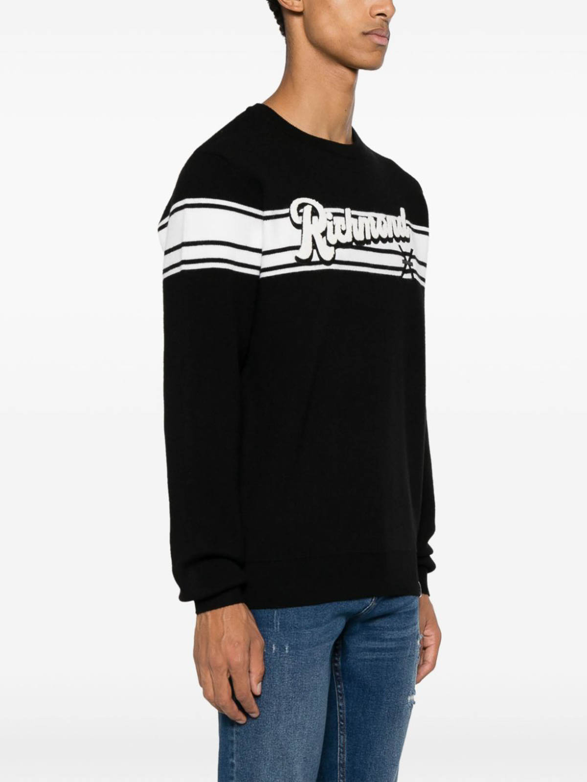 John Richmond Logo-Patch Jumper - Black - Men|UMA23056MABLK