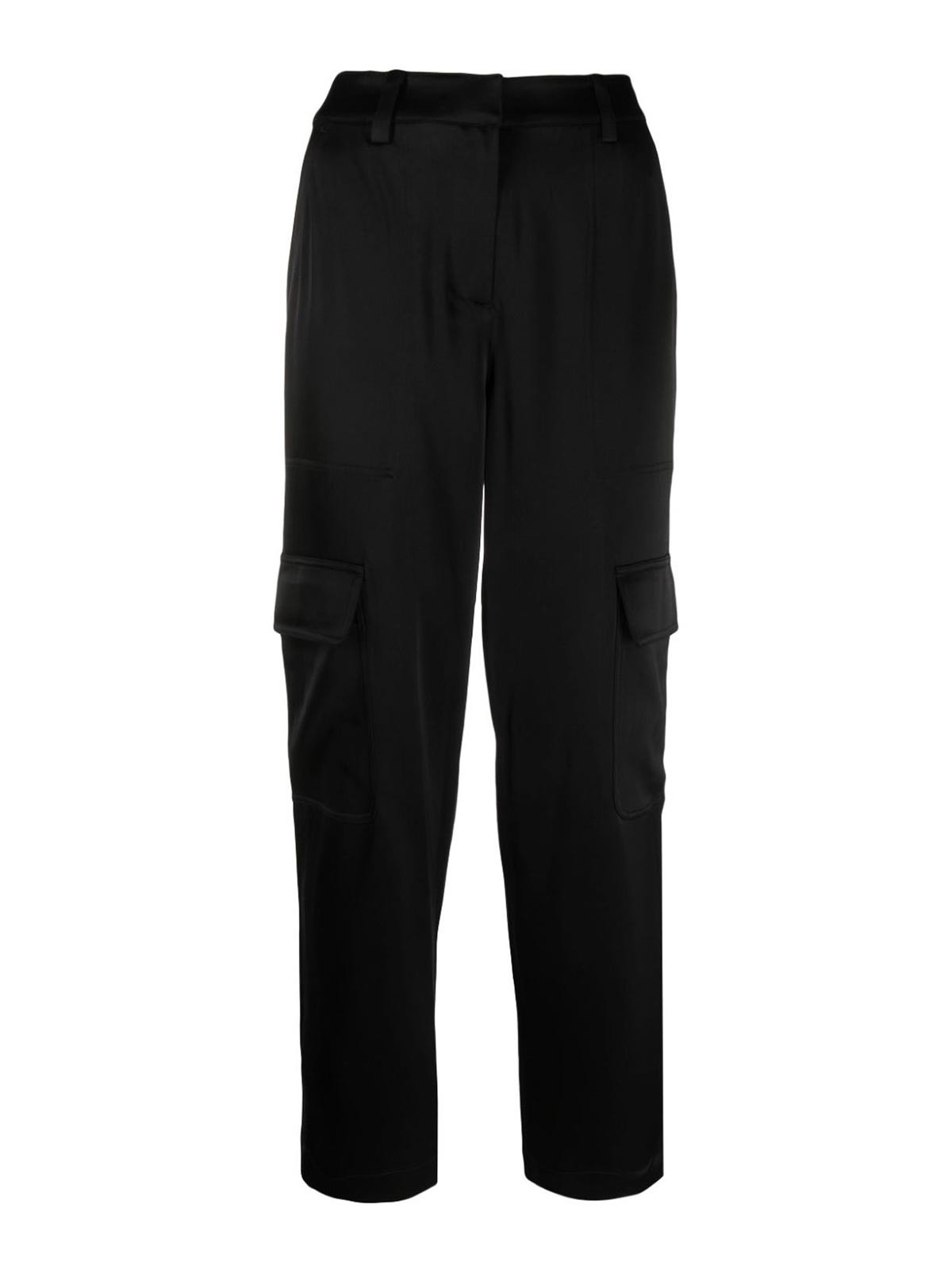 Shop Michael Kors Satin Trousers In Black