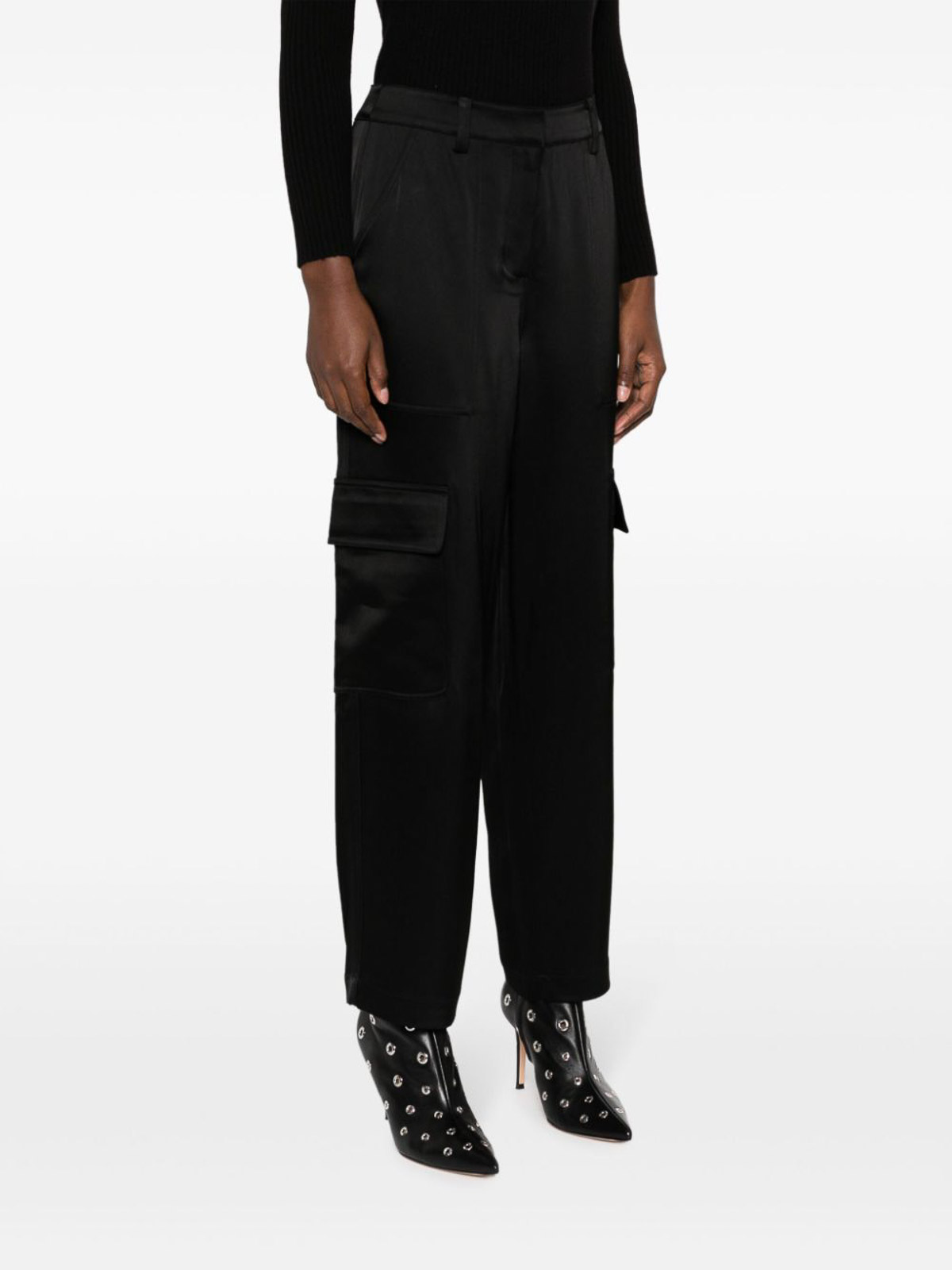 Shop Michael Kors Satin Trousers In Black