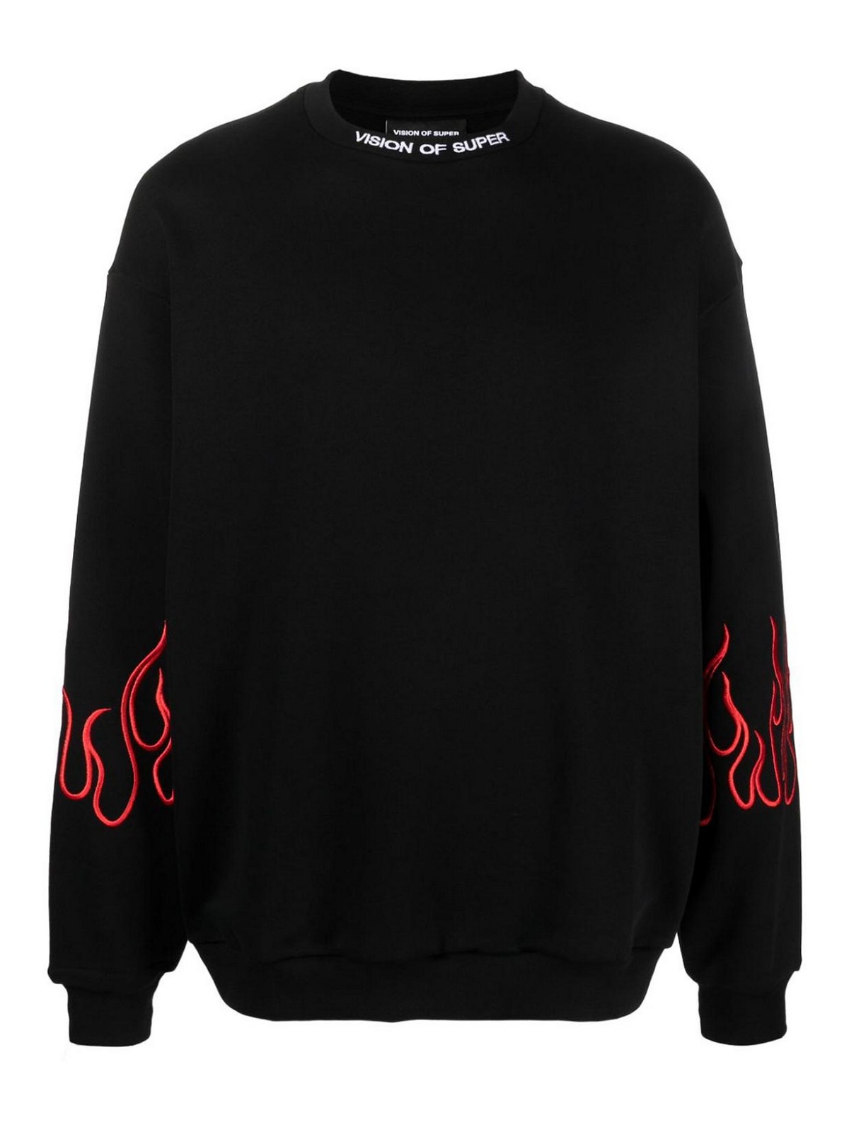 Shop Vision Of Super Flames-embroidered Sweatshirt In Black