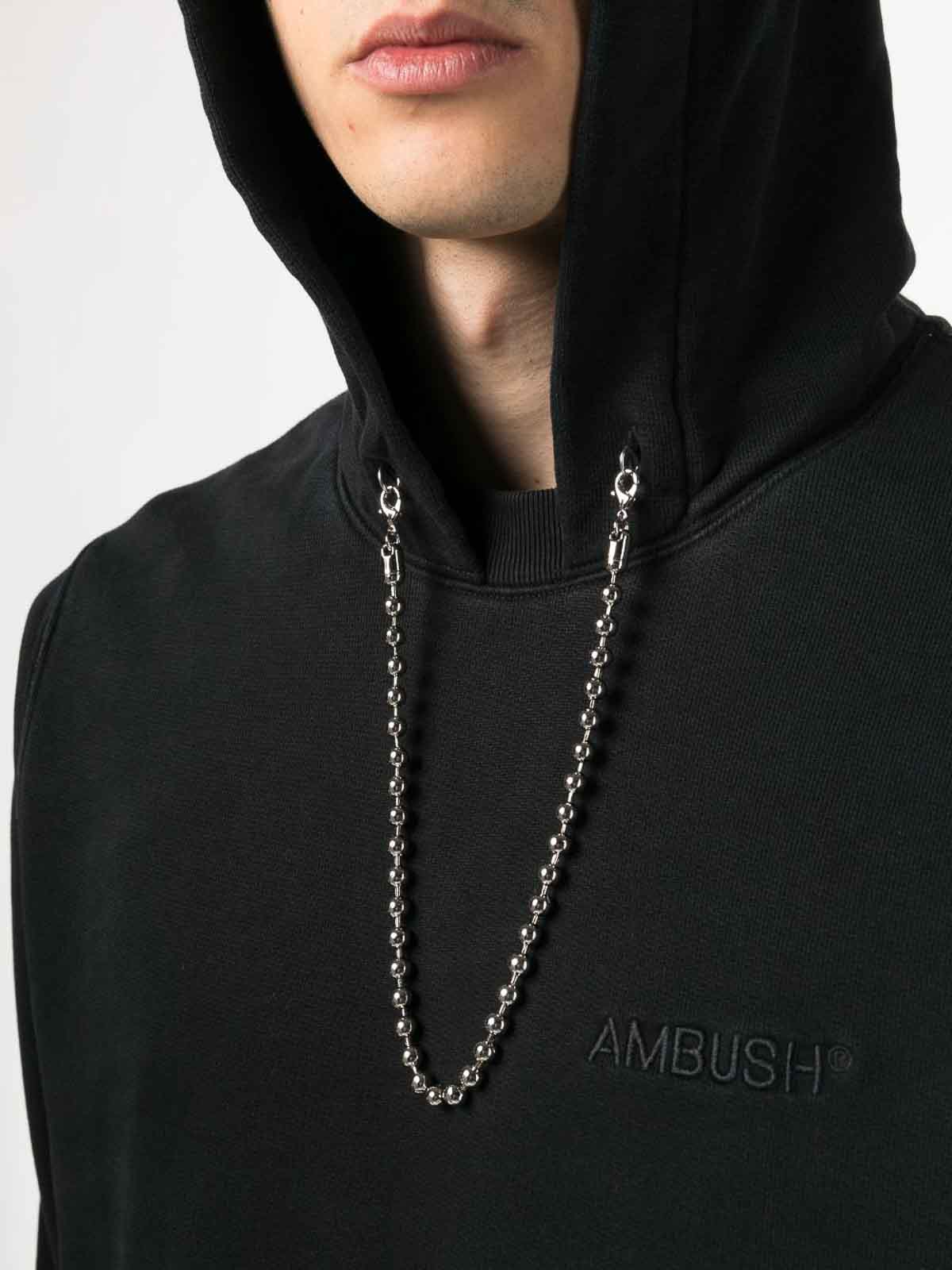 パーカー・フーディ AMBUSH Men Sweater BMBB001S24FLE001 1010 TAPSHOE BLACK Hoodie with logo Ambush - SchaferandweinerShops Bermuda