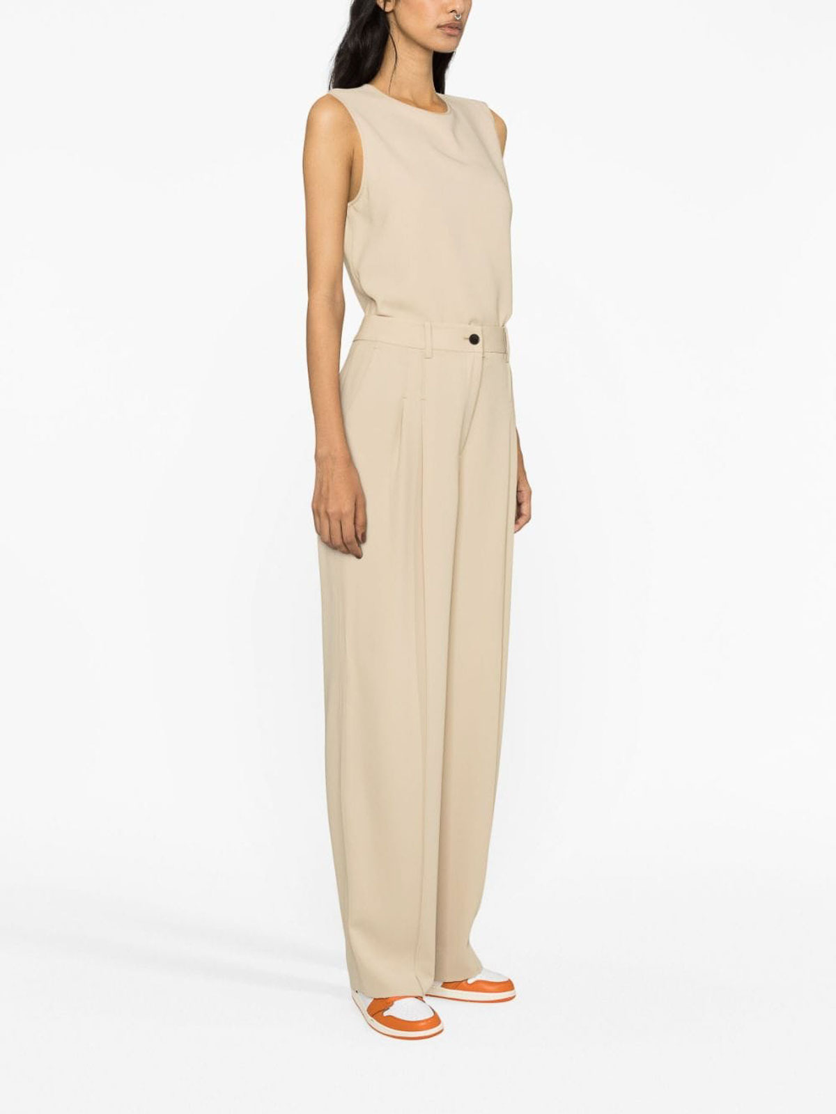 Structured Twill Wide Leg Trousers Calvin Klein®