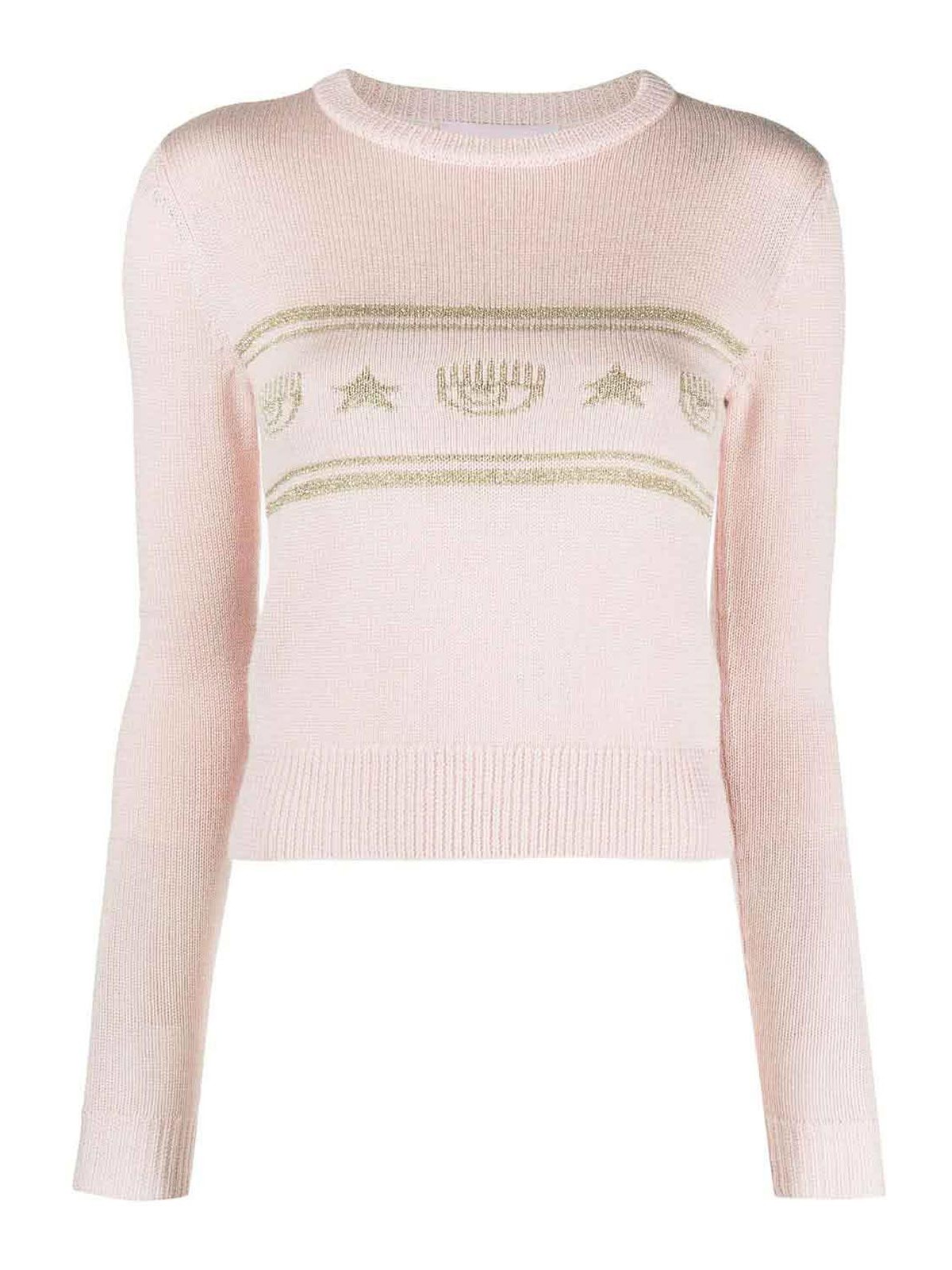 Chiara Ferragni Eyestar Intarsia-knit Sweater In White