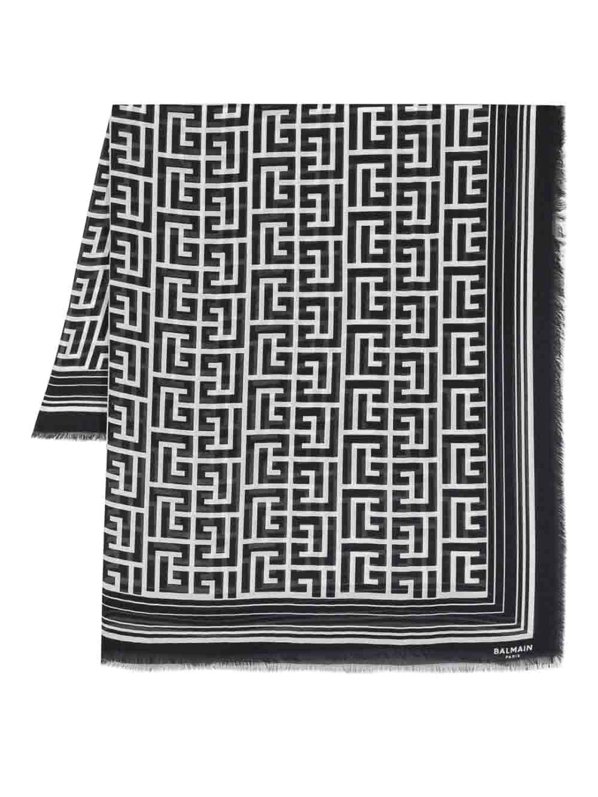 Stoles & Shawls Balmain - Monogram foulard - BF1XF035VC45GFE