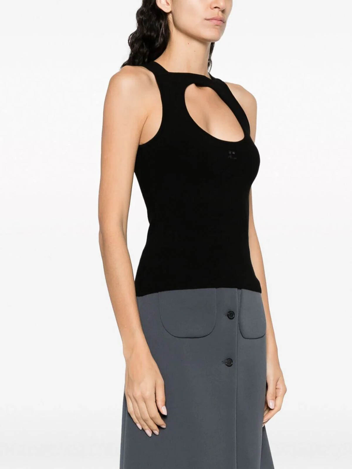 [CERRIC] BASIC ROUND TOP ☆送料込☆ Courreges Circle top - Black - Women | 423MTO222FI0001