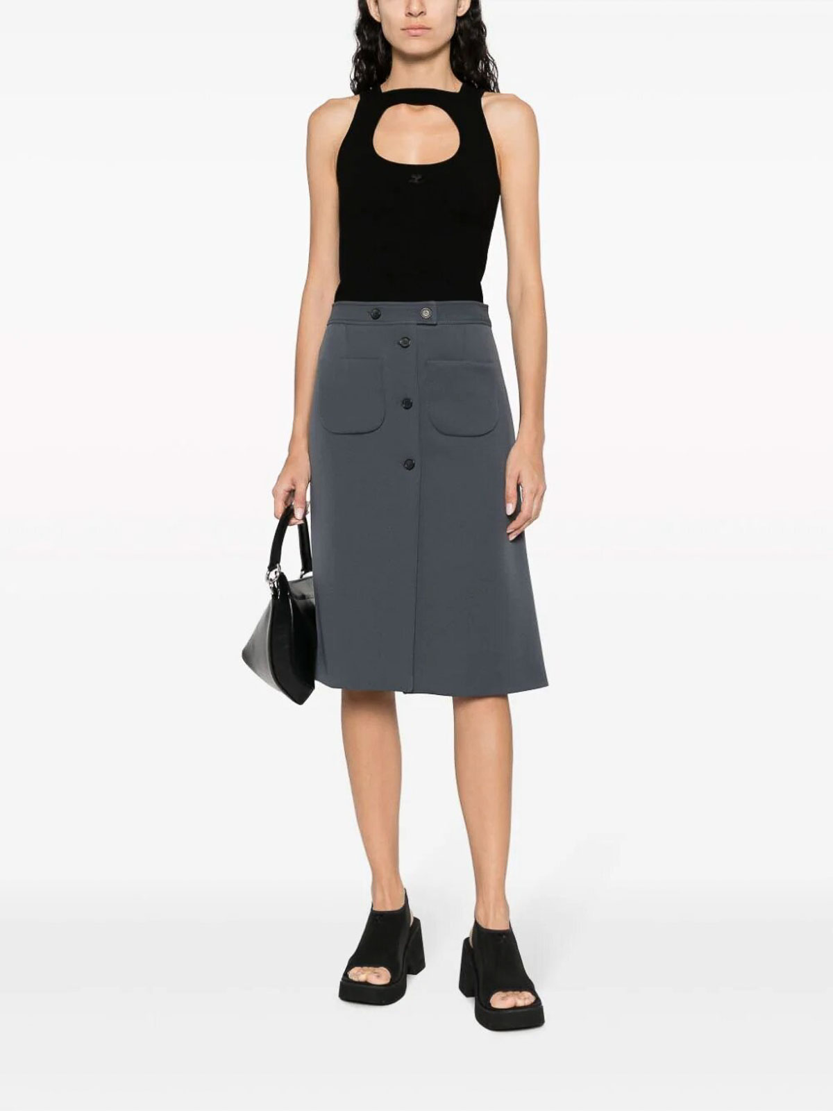 [CERRIC] BASIC ROUND TOP ☆送料込☆ Courreges Circle top - Black - Women | 423MTO222FI0001