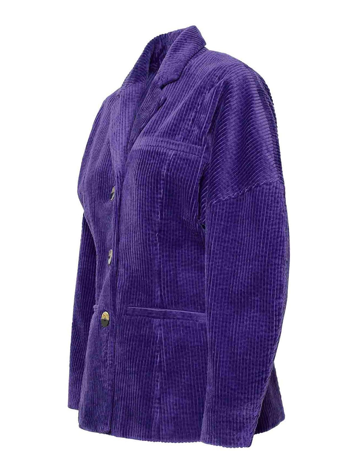 Shop Ganni Blazer Corduroy In Purple