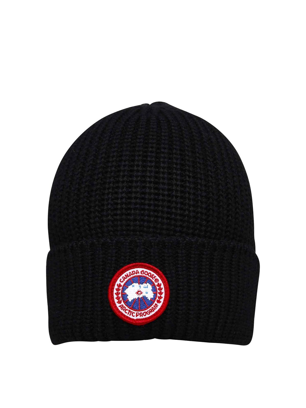 Canada Goose Logo Ribbed Beanie In Blue