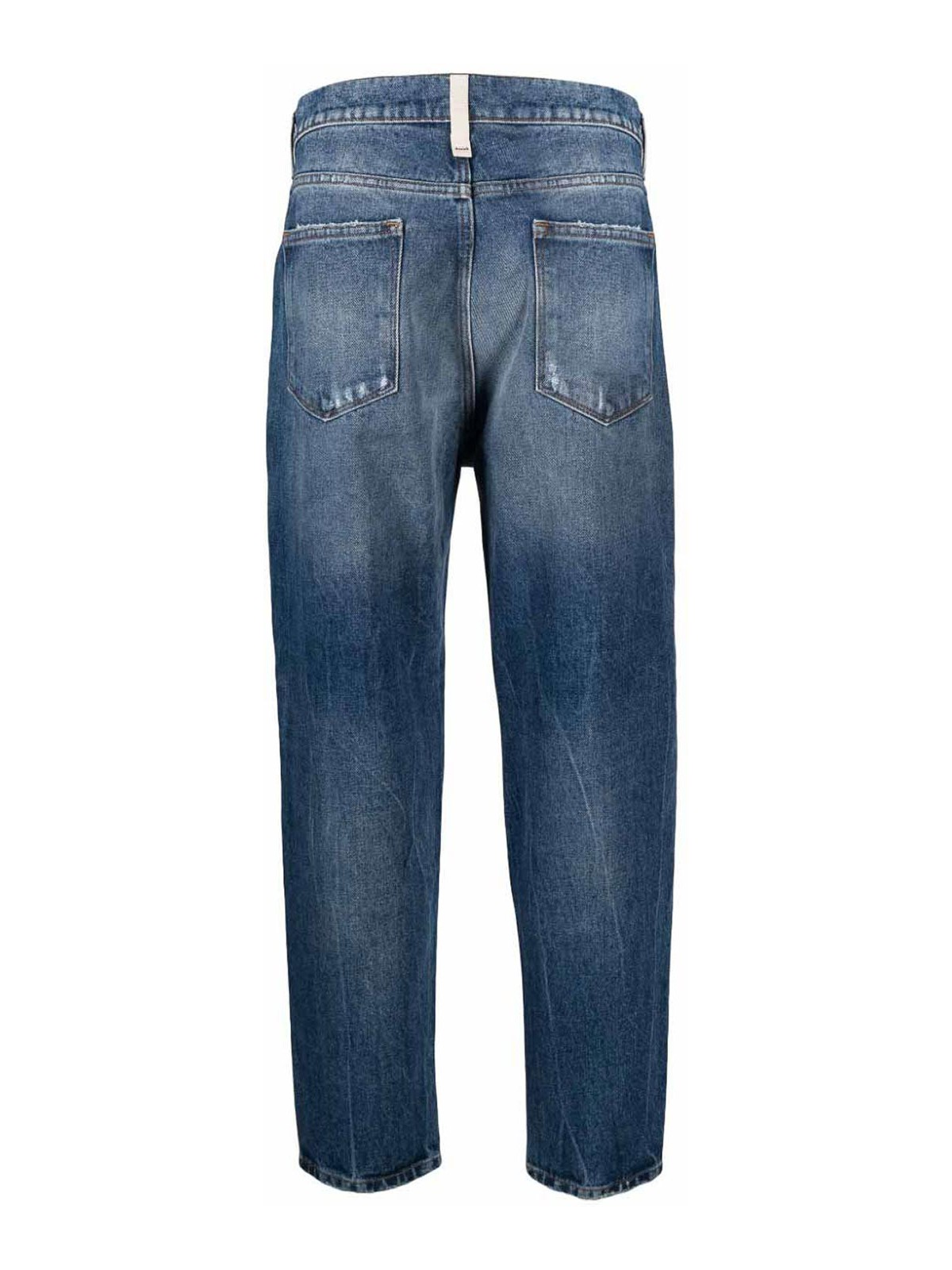 Shop Amish Ripped-detail Straight-leg Jeans In Light Wash