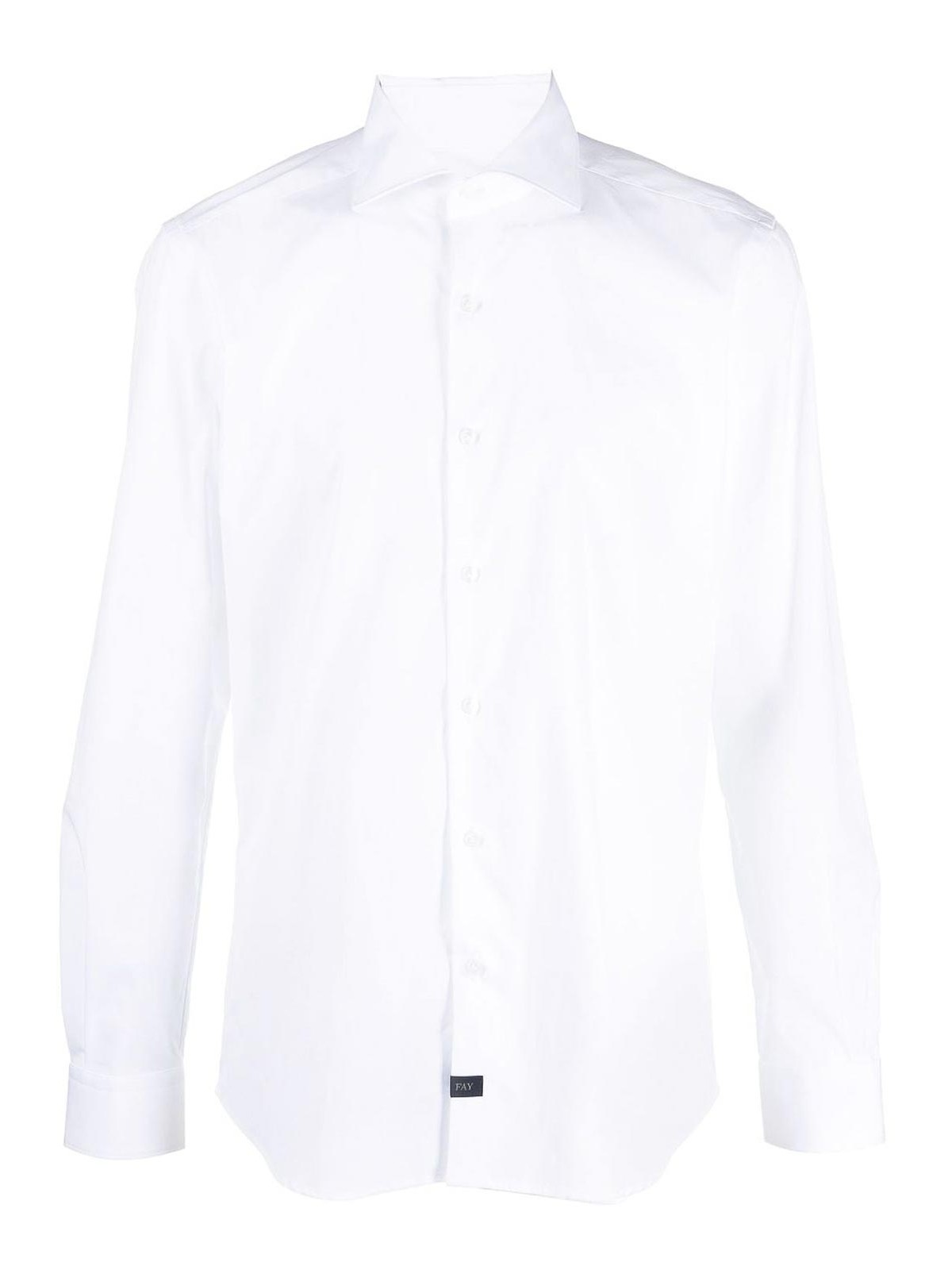 Shop Fay Cutaway Collar Long-sleeve Shirt In White