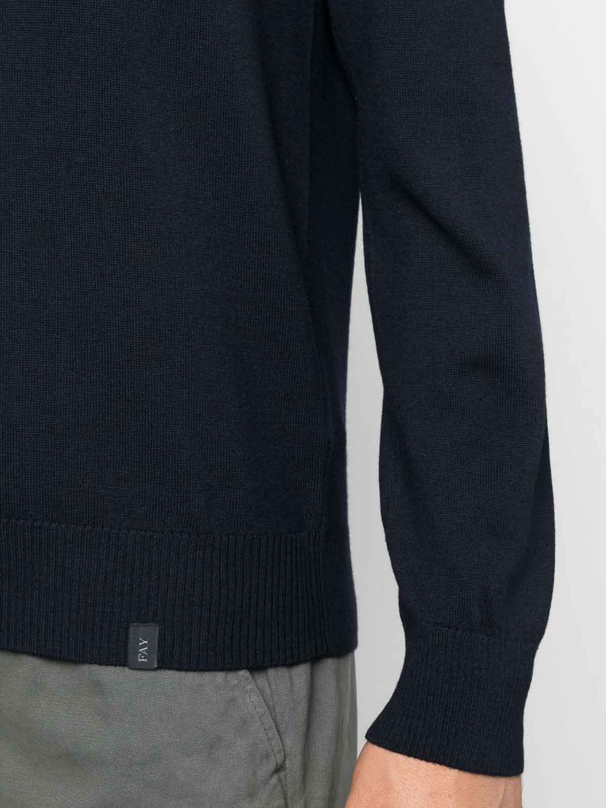 Shop Fay Navy Wool Logo Knit In Dark Blue