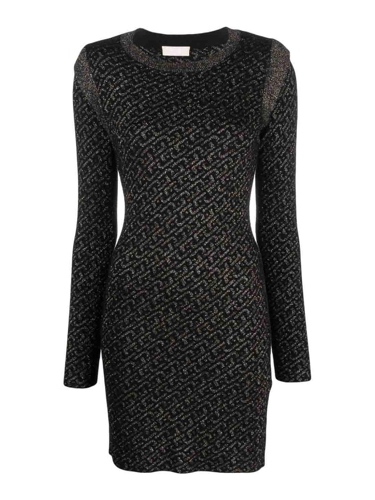 Short dresses Liu Jo - Black logo jacquard minidress threading ...