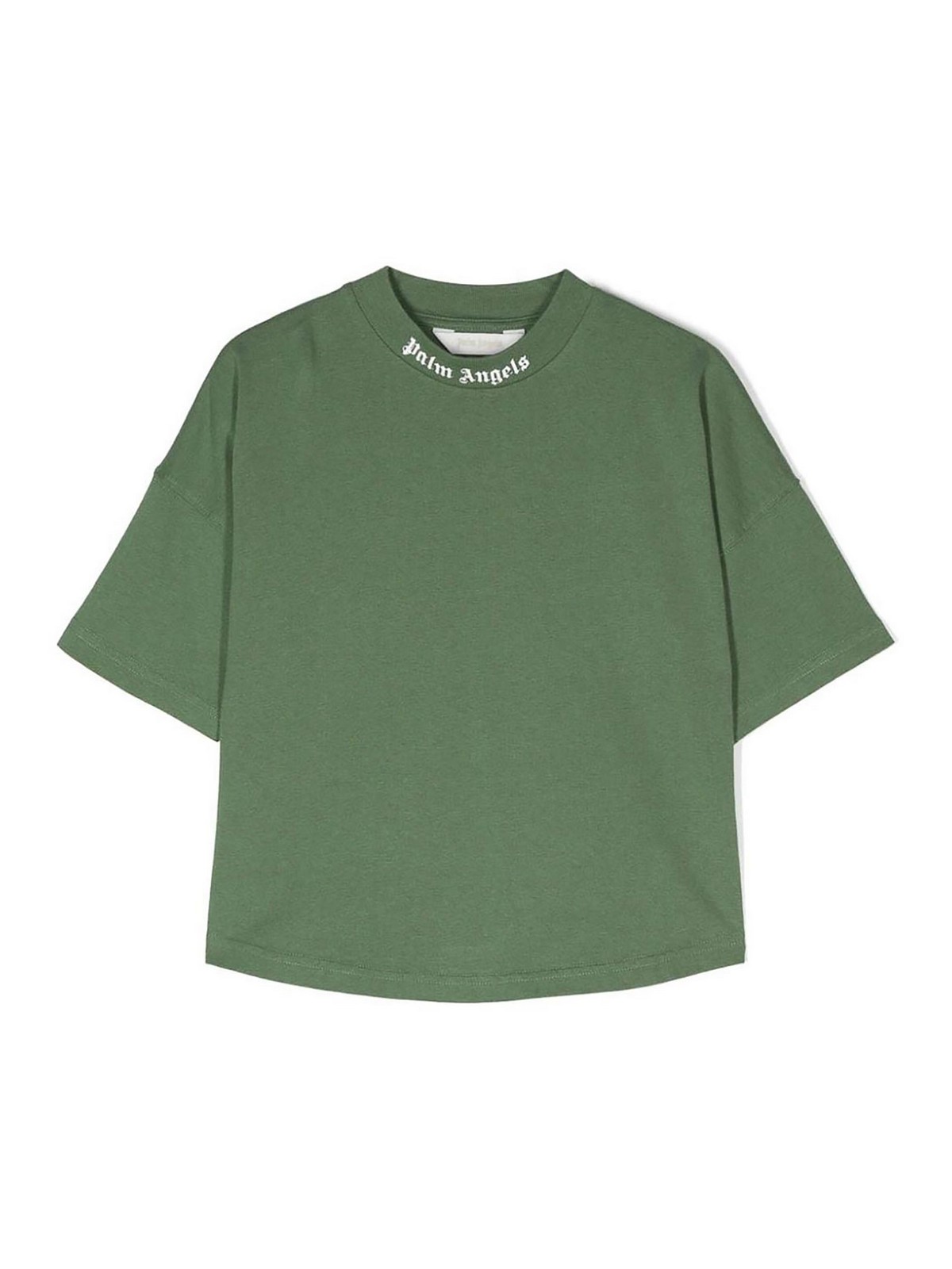 Palm Angels Logo-print t-shirt - Green|PBAA002C99JER0015501