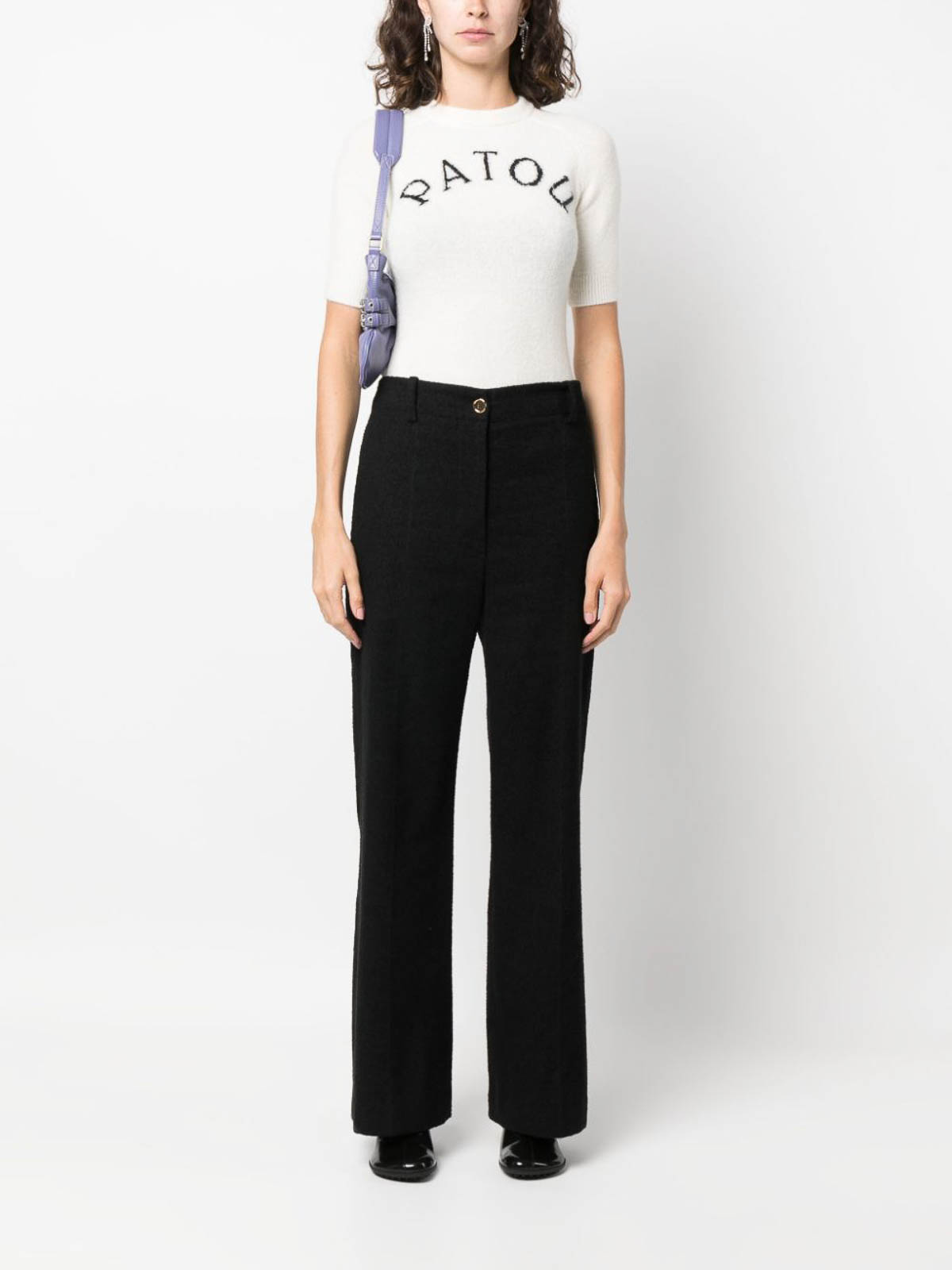 Patou Logo-intarsia knit top - White - Women|KN1498065009A