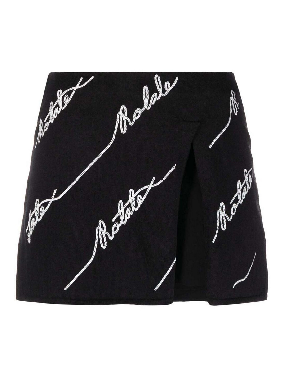 Shop Rotate Birger Christensen Knitted Miniskirt Logo In Black