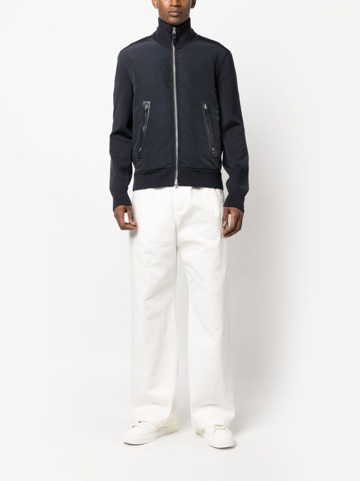 Tom Ford Navy Blue Zip-Up Bomber Jacket | KZY003YMW012S23HB800