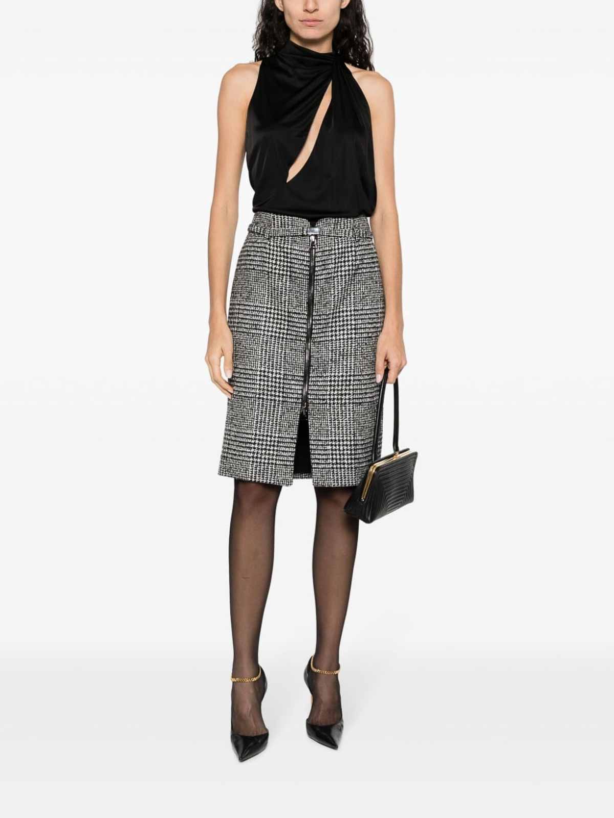 Tom Ford Check print pencil skirt - Black | GC5703FAX1048XAWLB