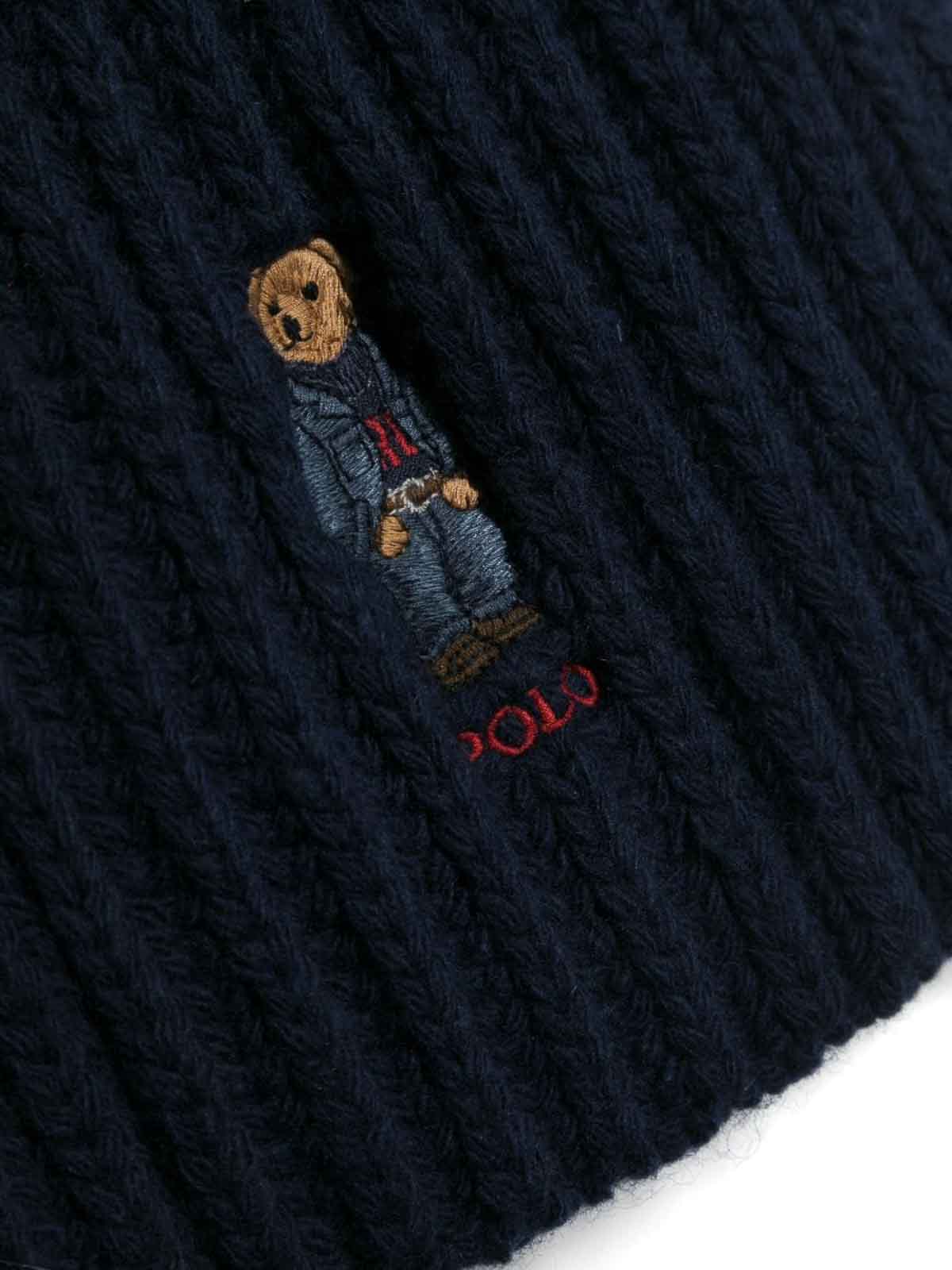 Shop Polo Ralph Lauren Polo Bear Wide Ribber Scarf In Dark Blue