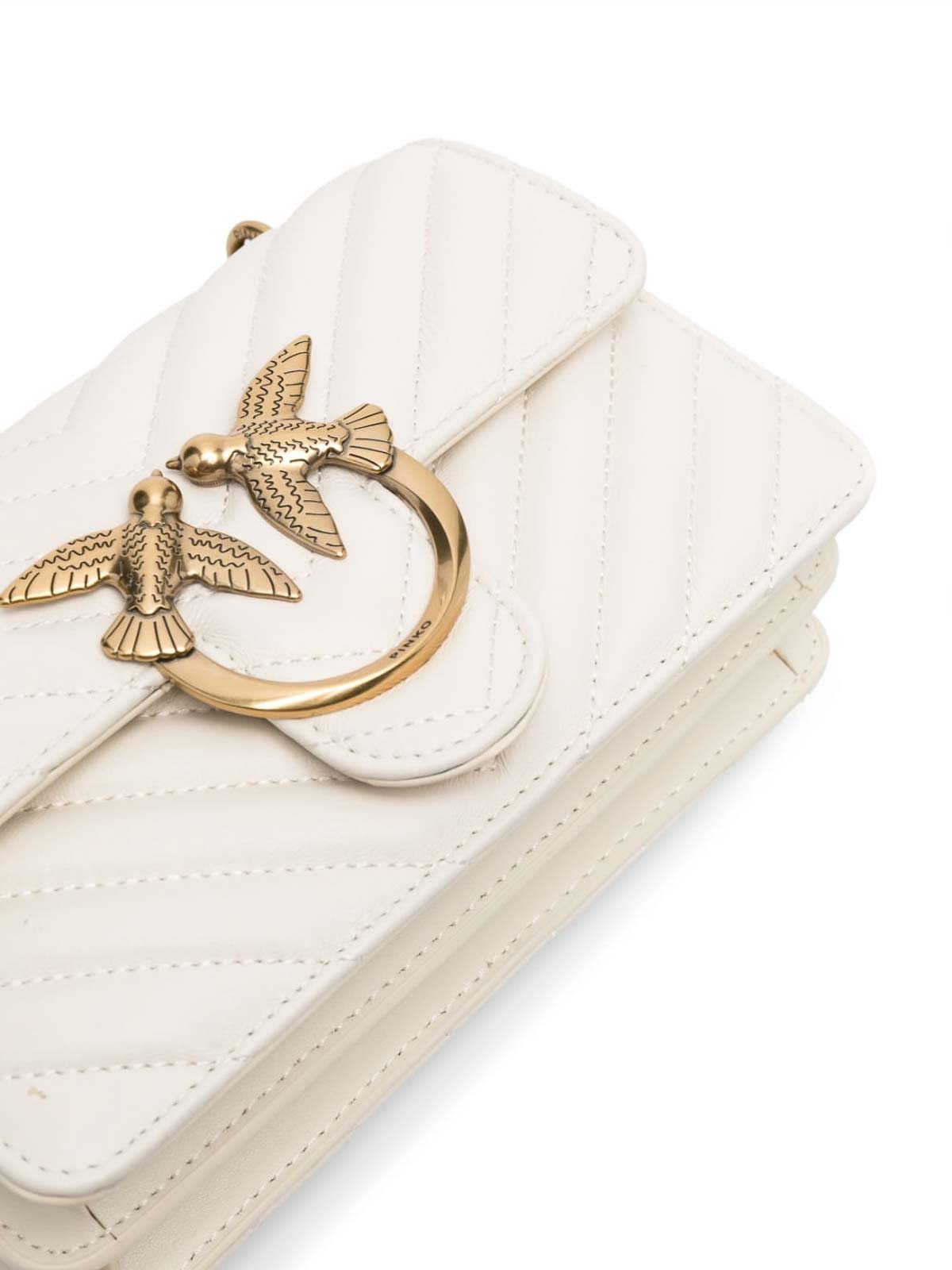 Shop Pinko Lovebird Quilted Bag In White