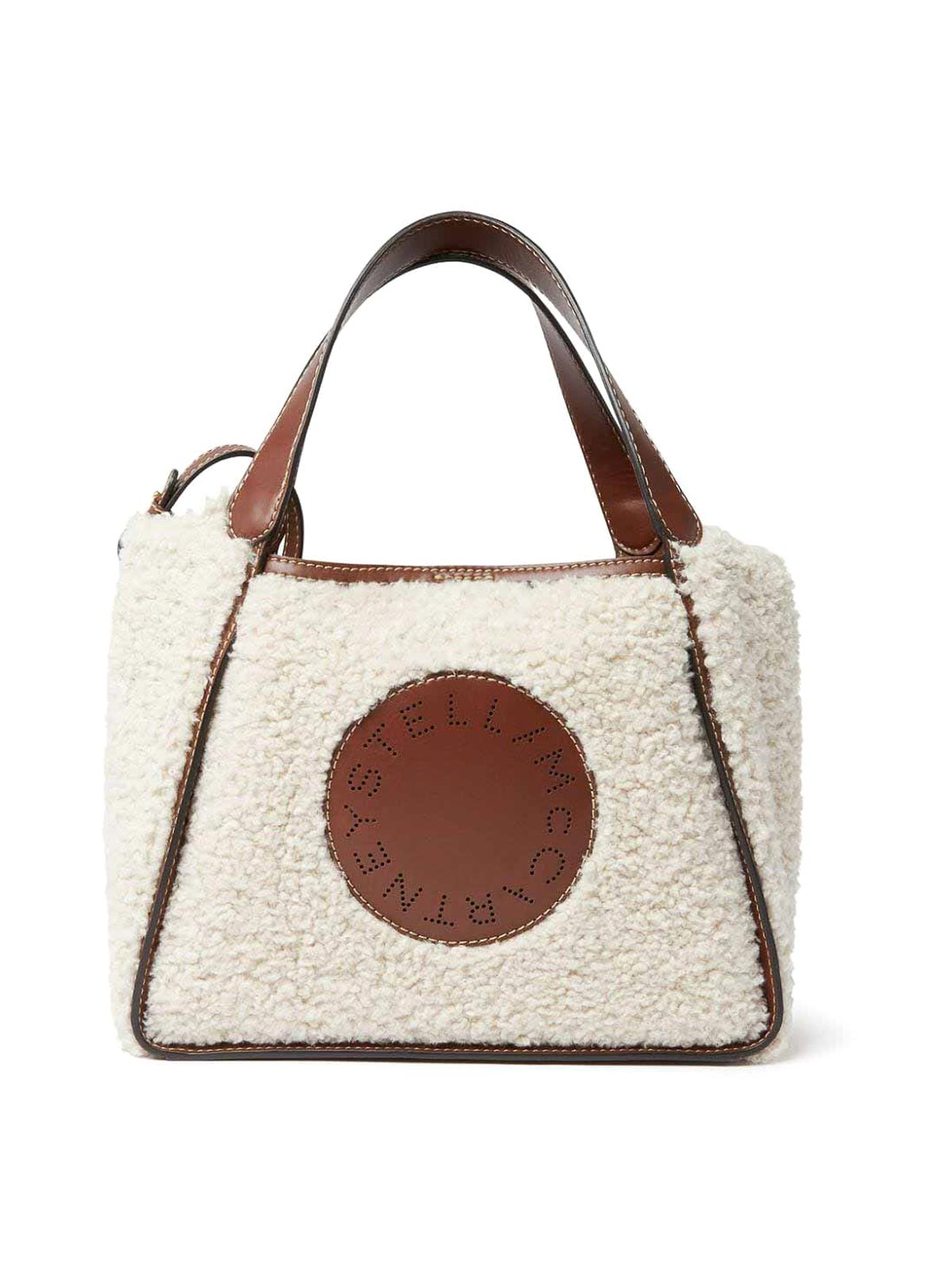 Stella McCartney Shoulder Bag With Perforated Logo, Women'S, Cream