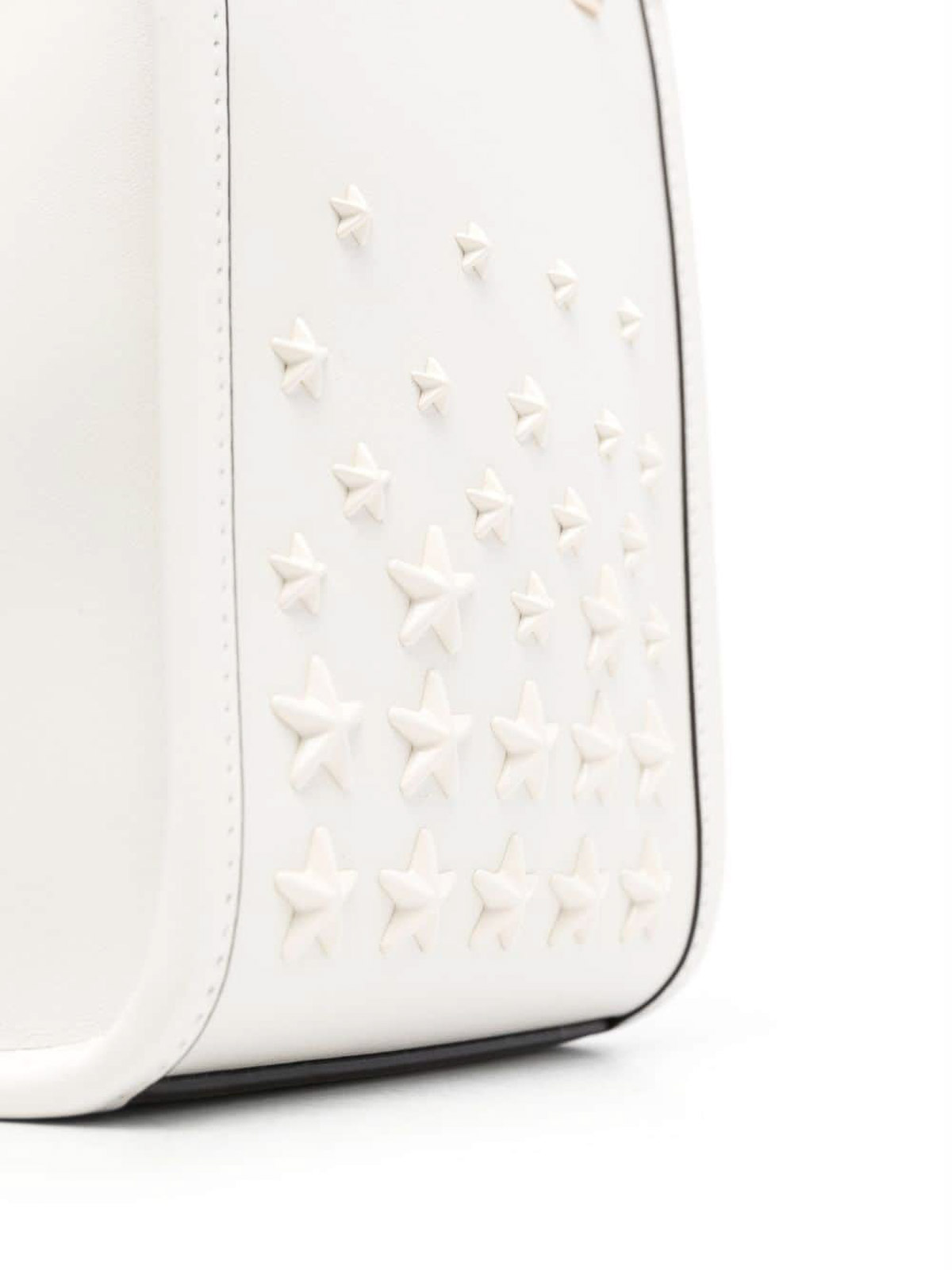 Jimmy Choo White tote, star studs|MININSTOTEAORLATTELIGHTGOLD