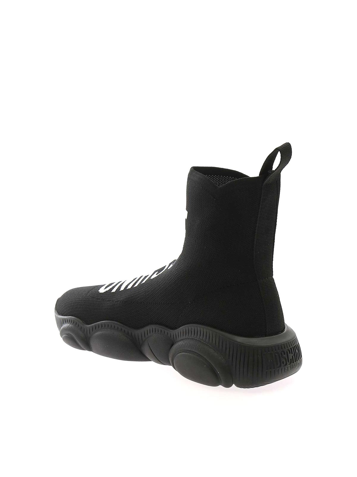 Shop Moschino High Sock Sneakers In Black