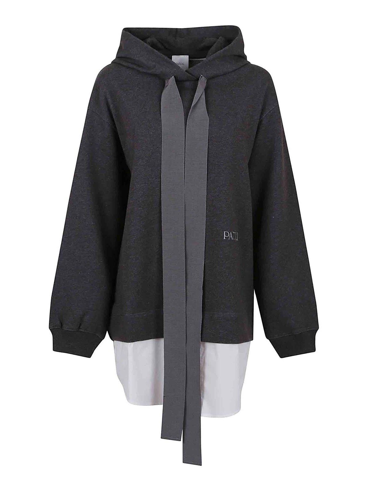 Patou Mix poplin hoodie sweatdr - Grey - Women | JE0929985963A