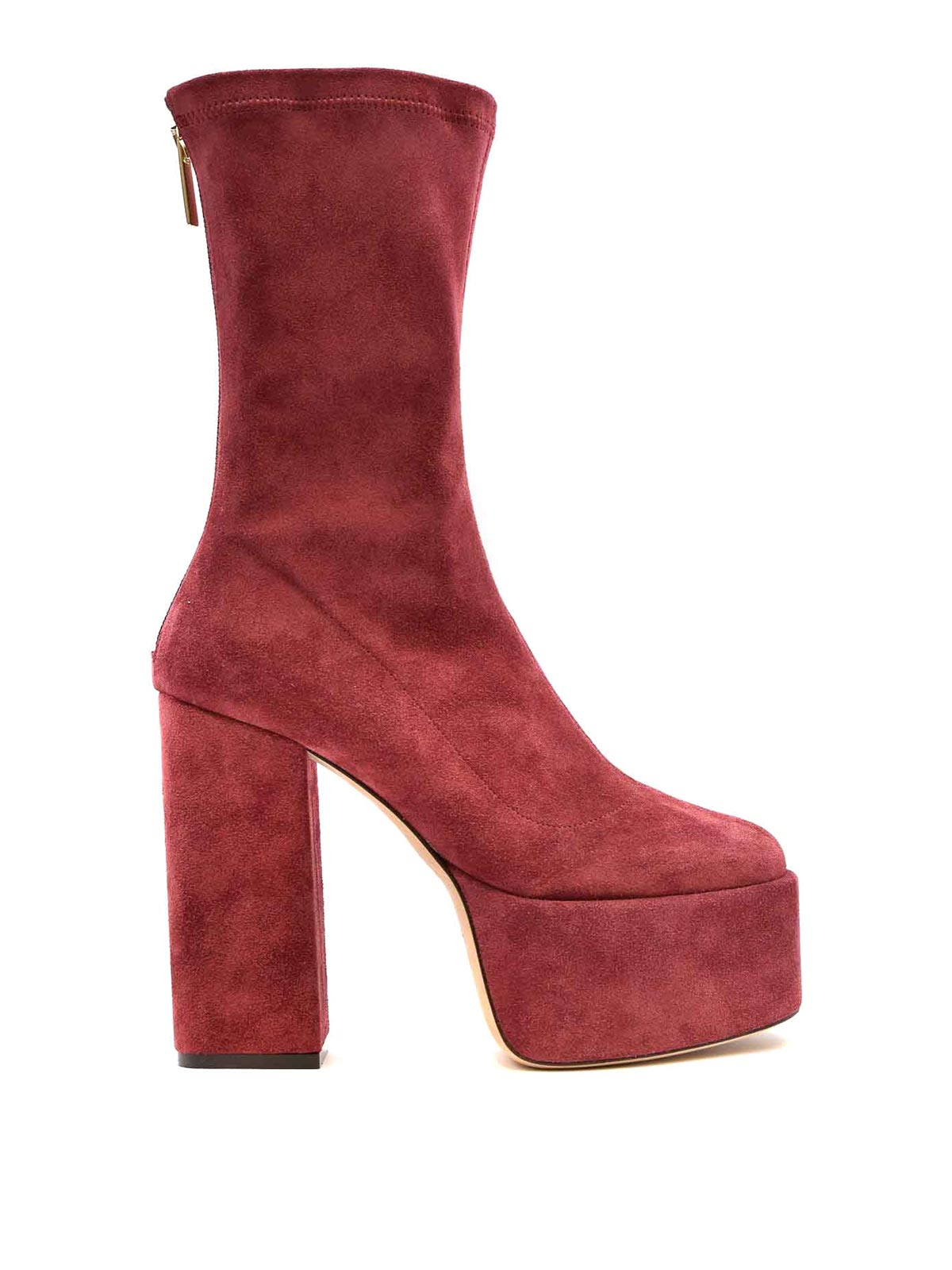 Shop Paris Texas Suede Ankle Boots In Burgundy