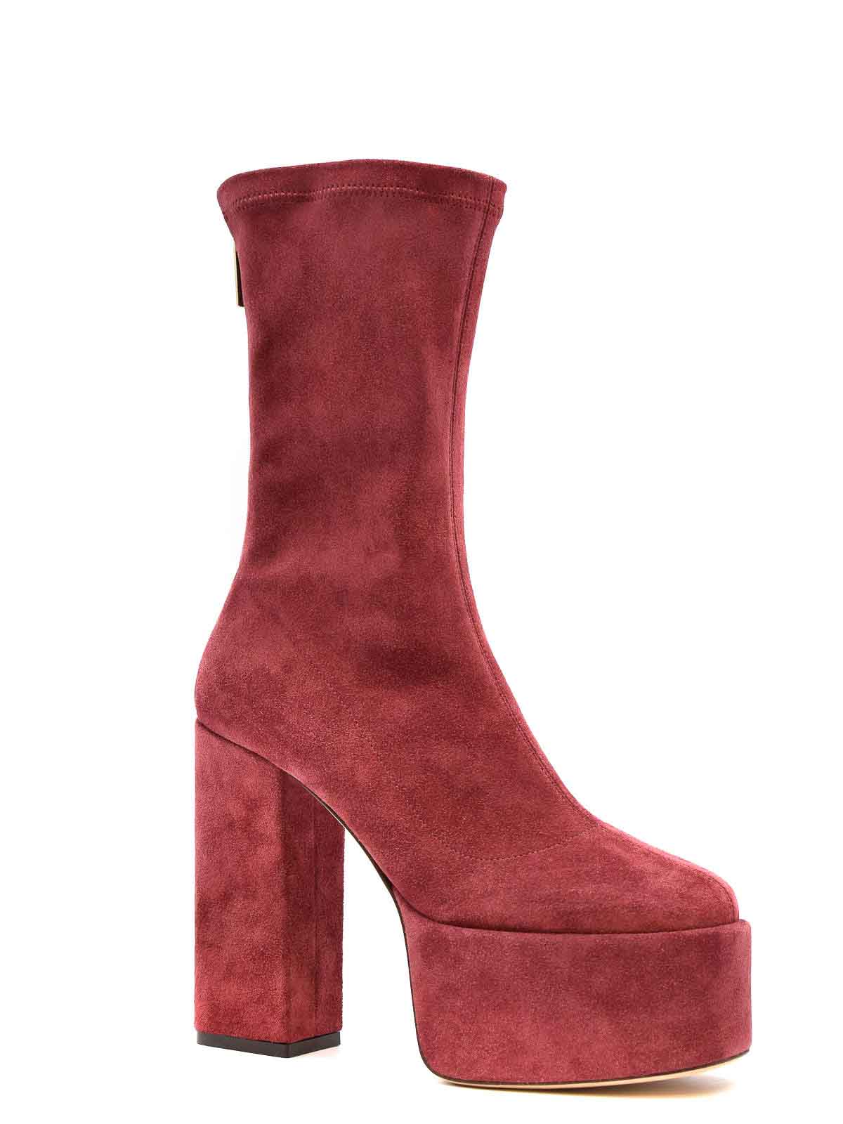 Shop Paris Texas Suede Ankle Boots In Burgundy