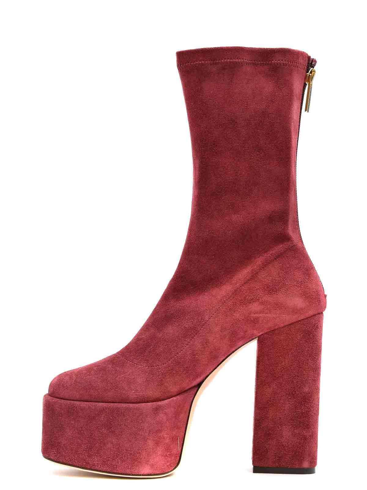 Shop Paris Texas Suede Ankle Boots In Burgundy