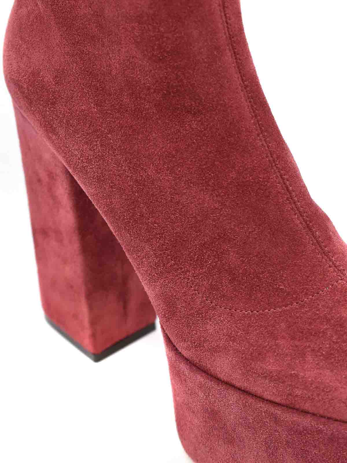 Shop Paris Texas Suede Ankle Boots In Burgundy