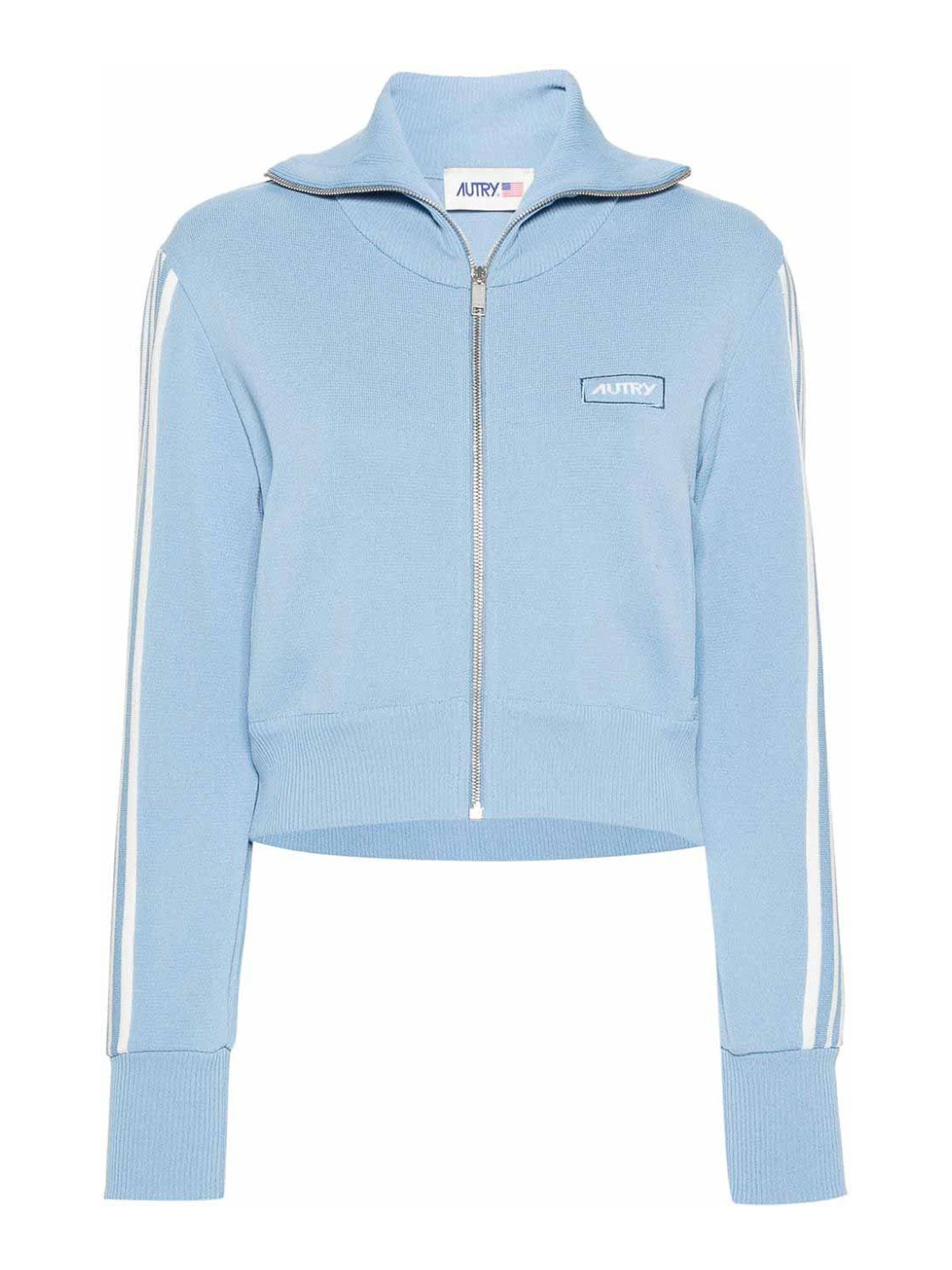 Shop Autry Cardigan With Logo In Light Blue