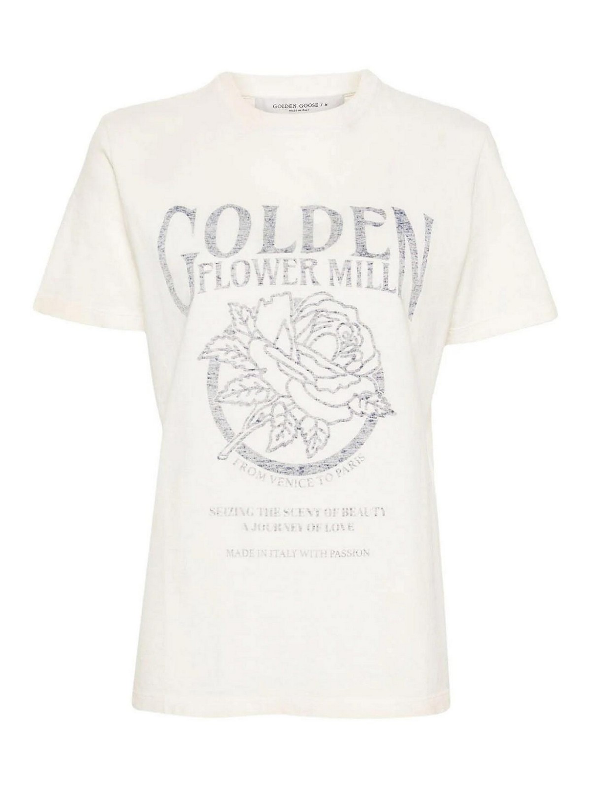 Shop Golden Goose T-shirt With Worn Effect In White
