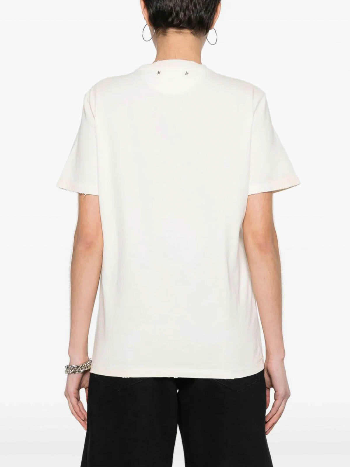 Shop Golden Goose T-shirt With Worn Effect In White