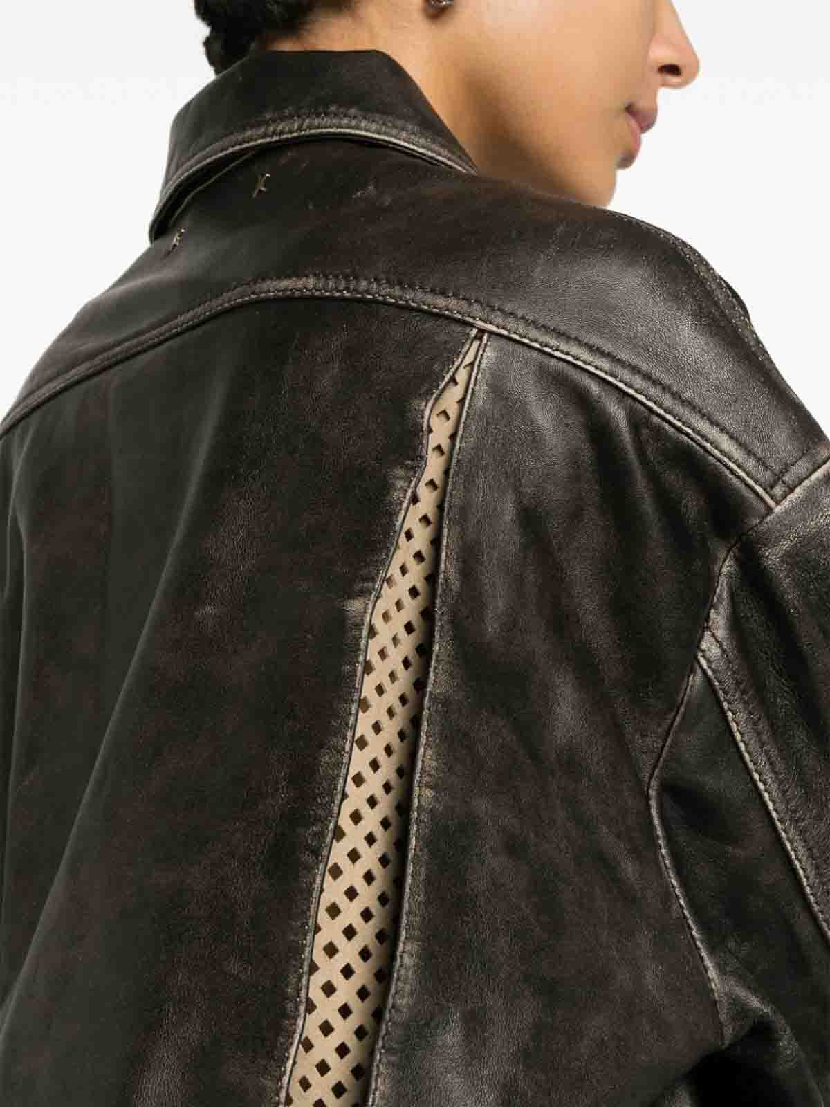 Shop Golden Goose Leather Jacket In Brown