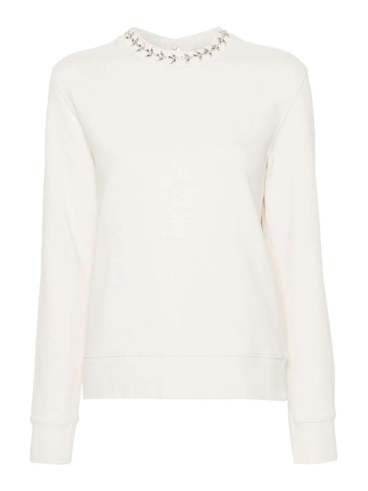 Shop Golden Goose Sweatshirt With Crystal Decoration In White