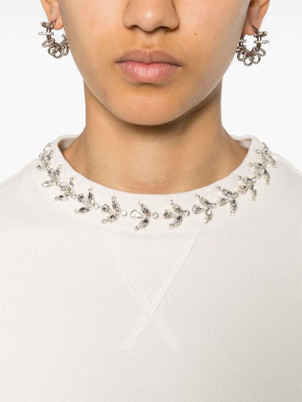 Shop Golden Goose Sweatshirt With Crystal Decoration In White