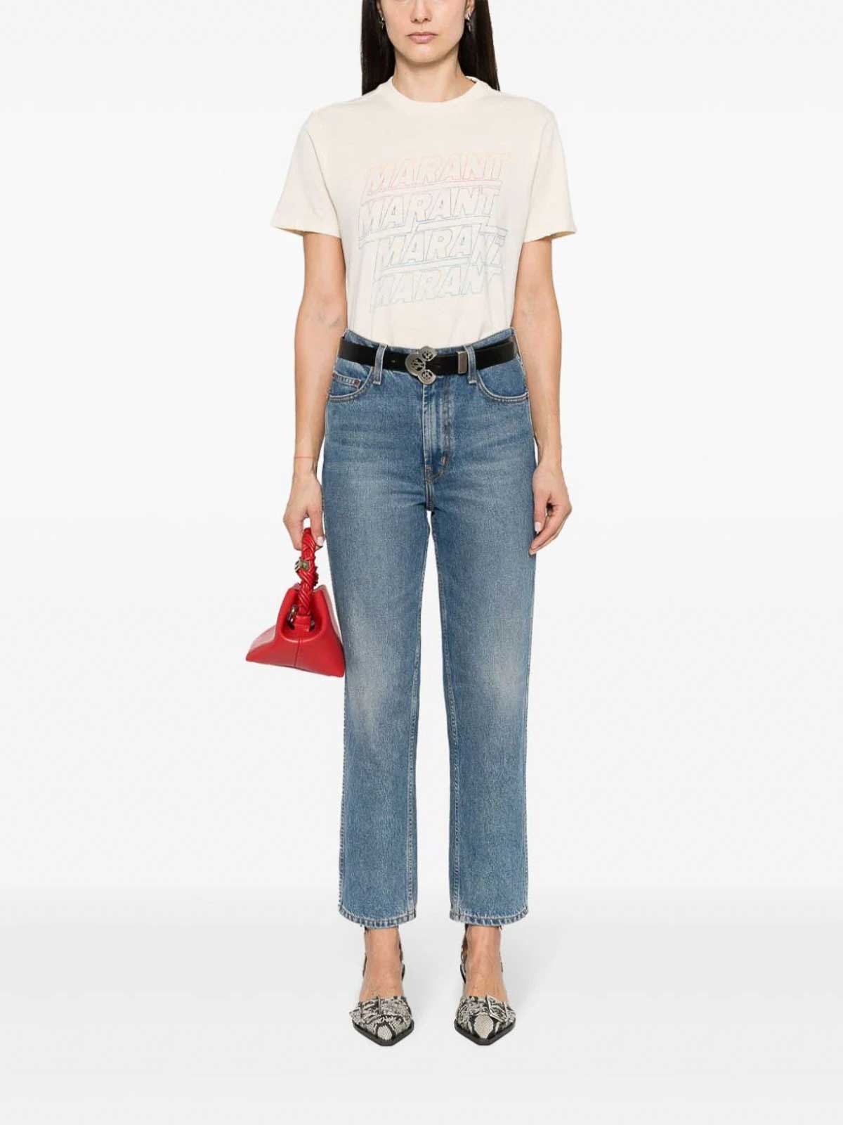 Shop Isabel Marant Étoile T Shirt With Print In Grey