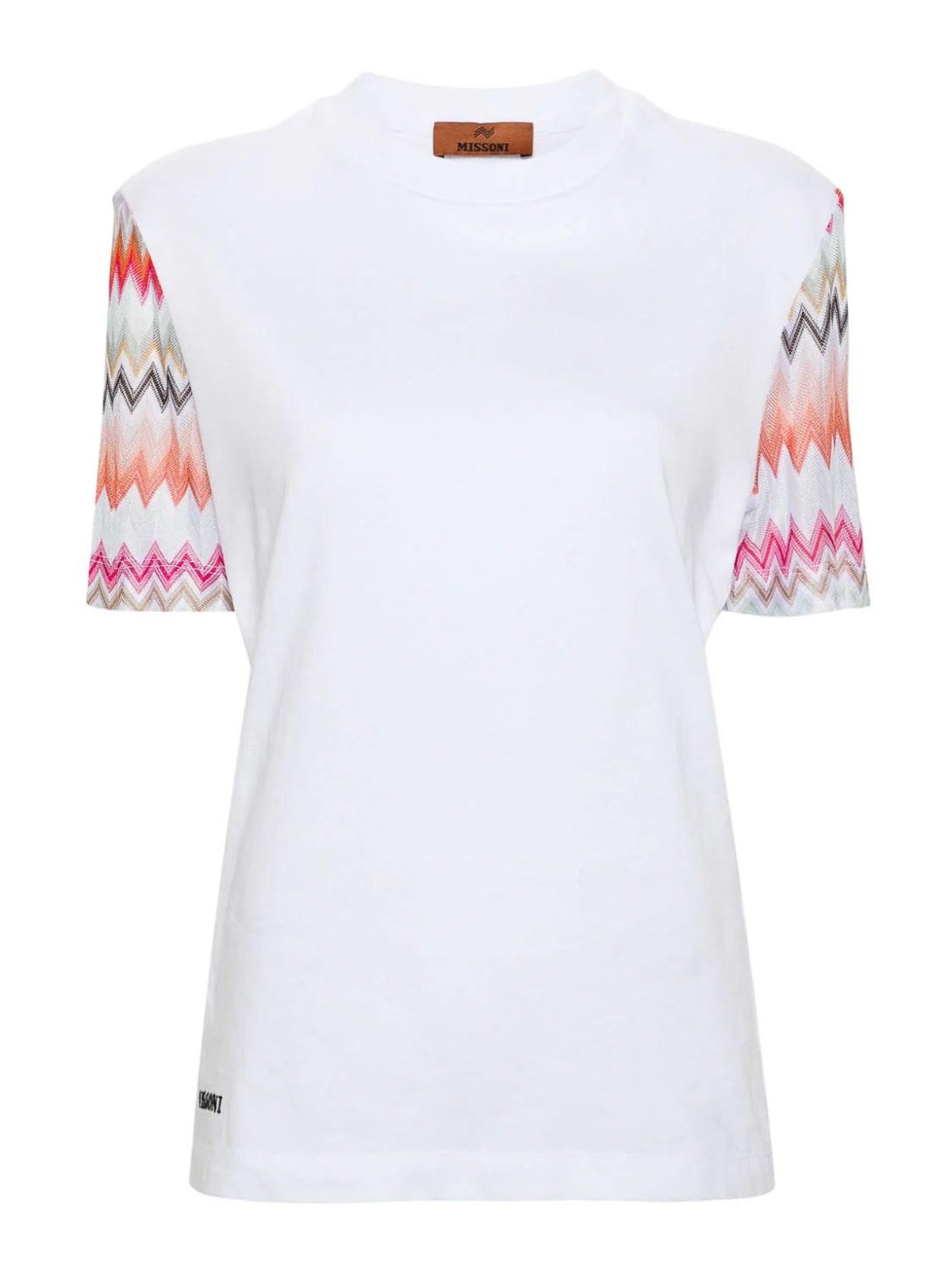 Shop Missoni T-shirt With Zigzag Sleeves In White